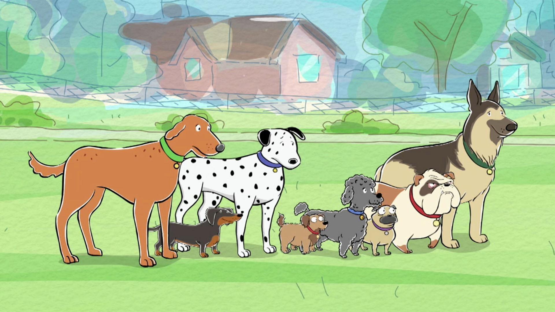 Martha questions the dogs of Wagstaff about the trash can tipping mystery.