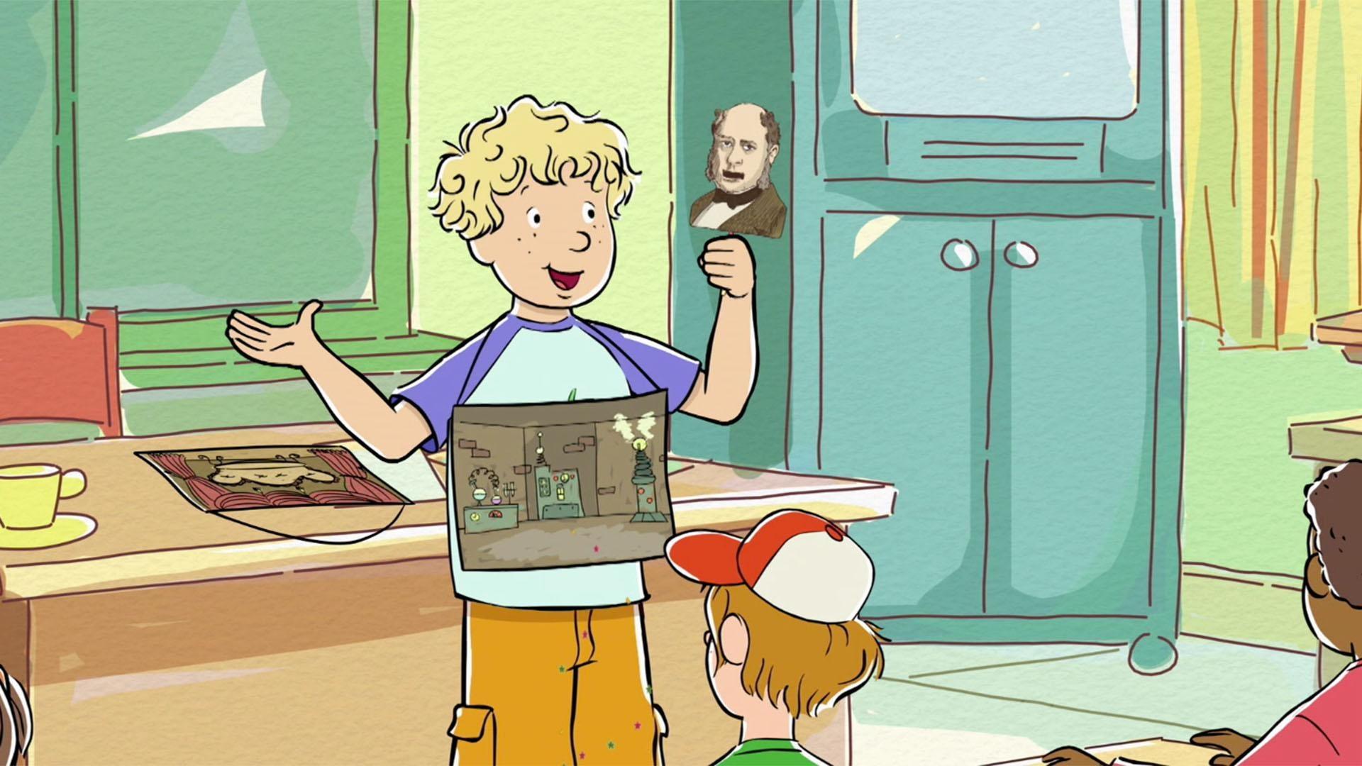 T.D. gives a report in class about the inventor of chewing gum, Tom Adams.