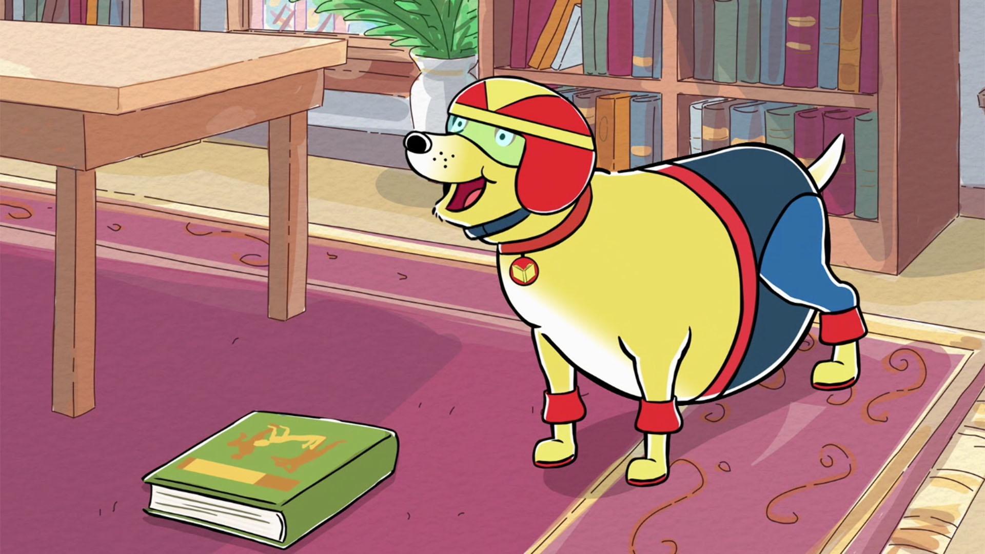 The Bookbots struggle to get back in shape. / The dogs help clean Grandpa Bernie's garage.