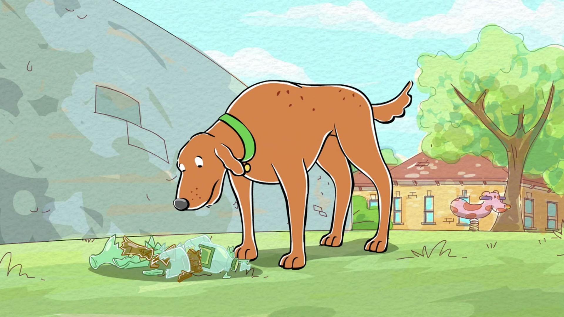 The kids brainstorm ideas for how to clean up the litter in the park.