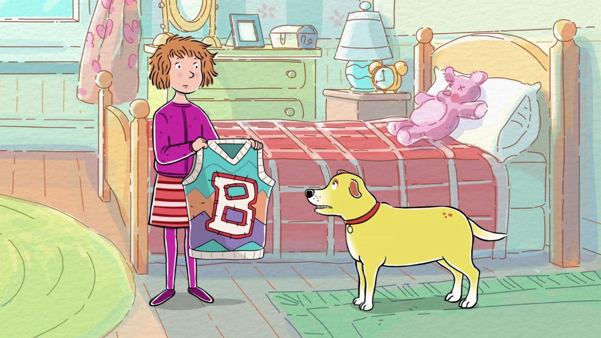 Helen tries to convince Martha to wear the sweater Lucille made for her.