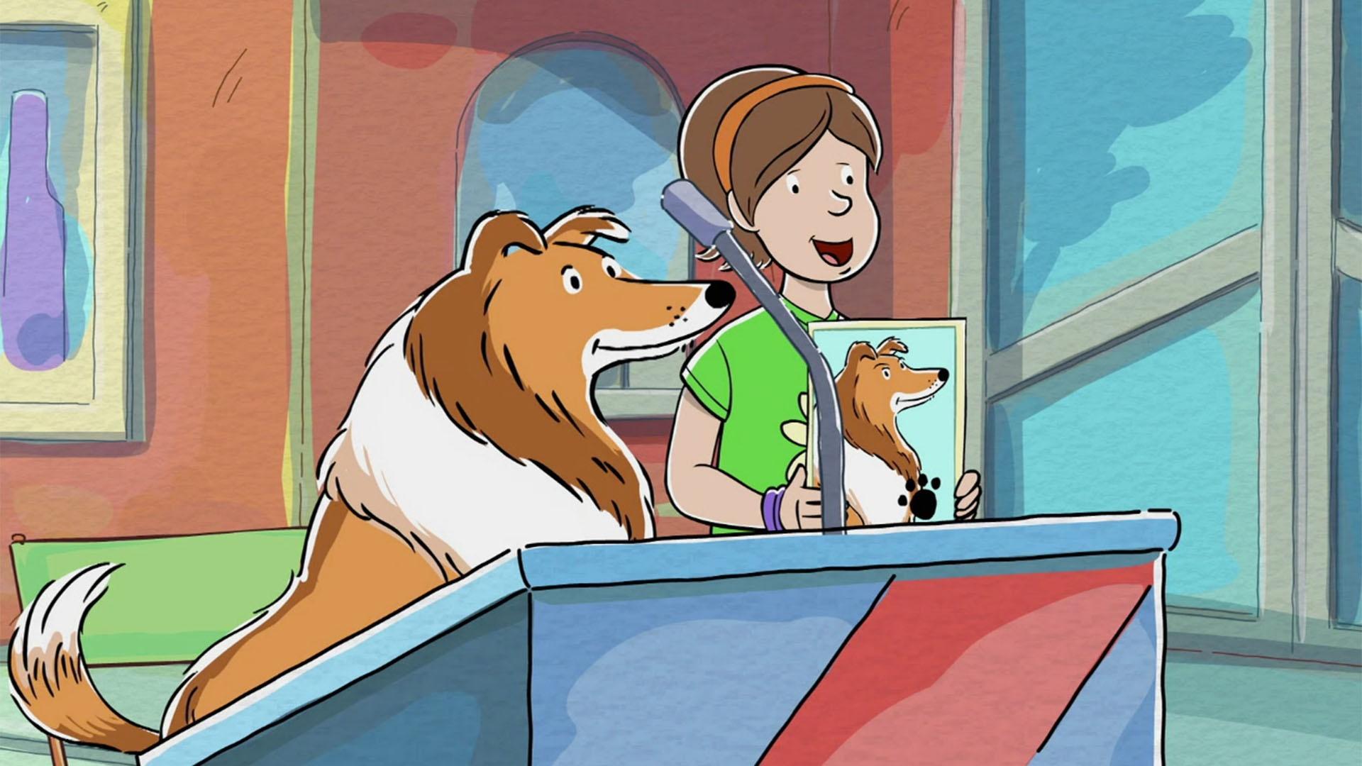 The kids illustrate Martha's adventure story. / Courageous Collie Carlo comes to town.