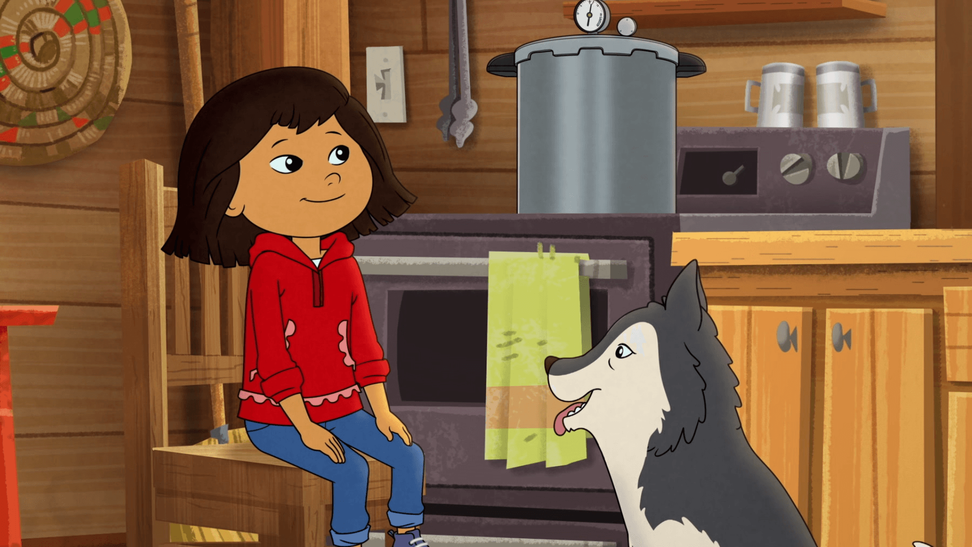Molly becomes bored of watching the pressure cooker and begins to daydream.