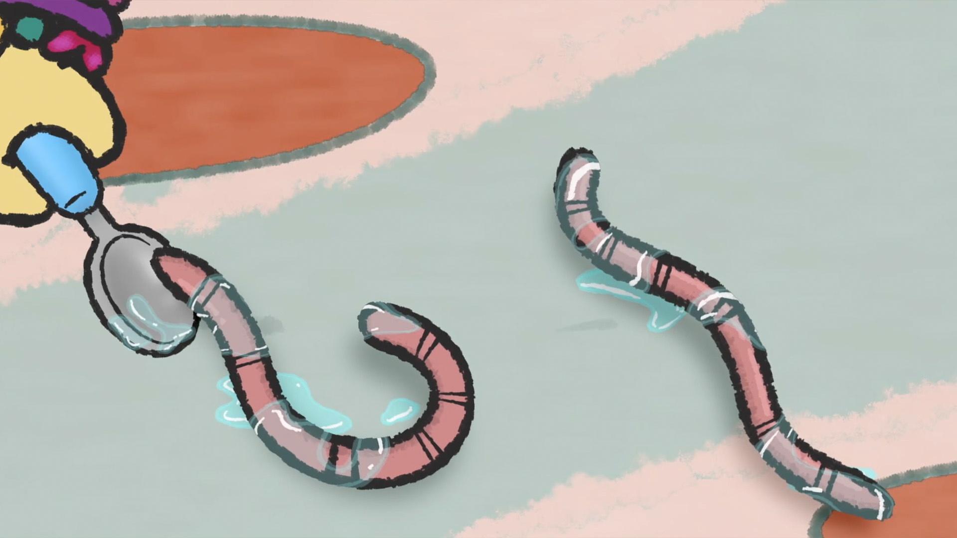 When Camilla's tea party gets rained on, a surprising guest comes to visit... worms!