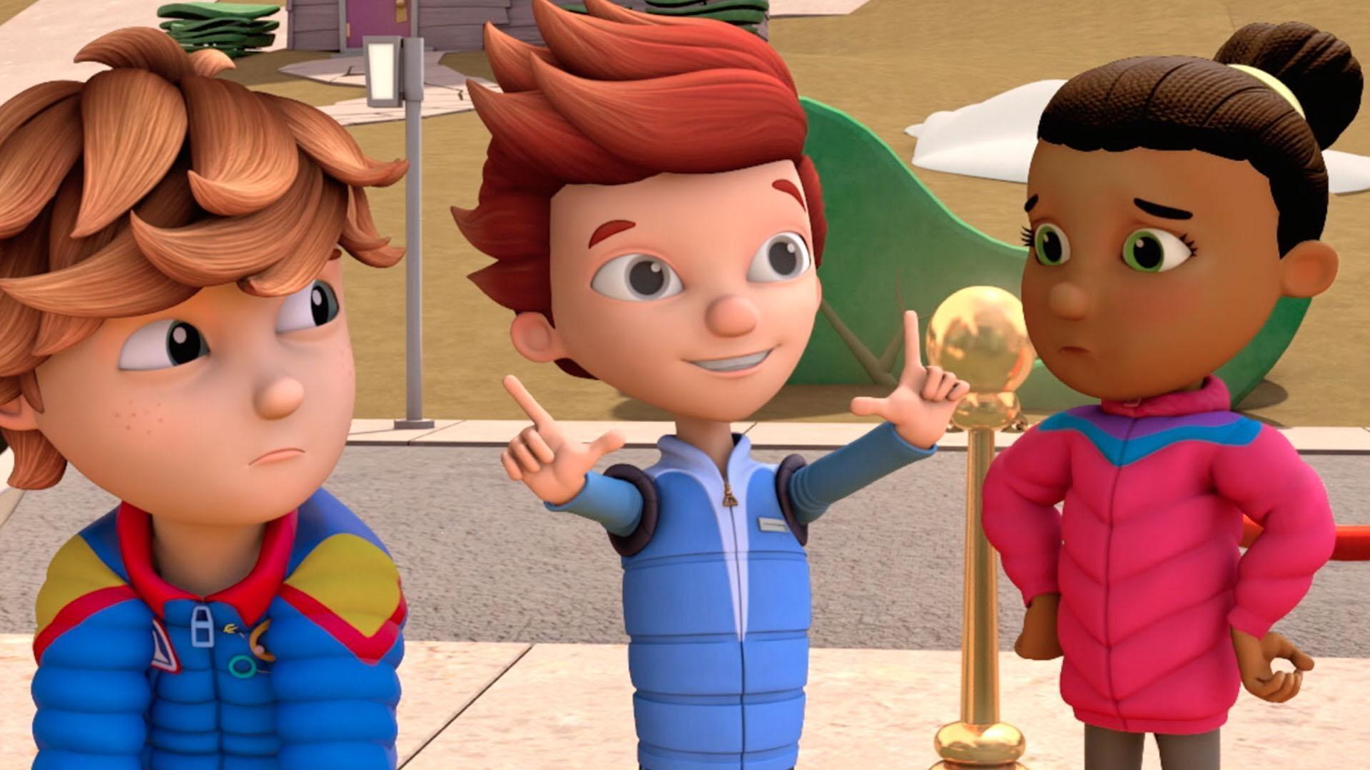 Jet and the kids pitch their idea for the Christmas play to Mr. Peterson.