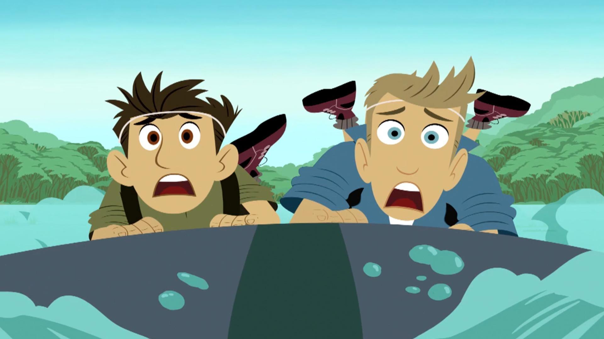 The bros take to the water in their dingy to find tigers.