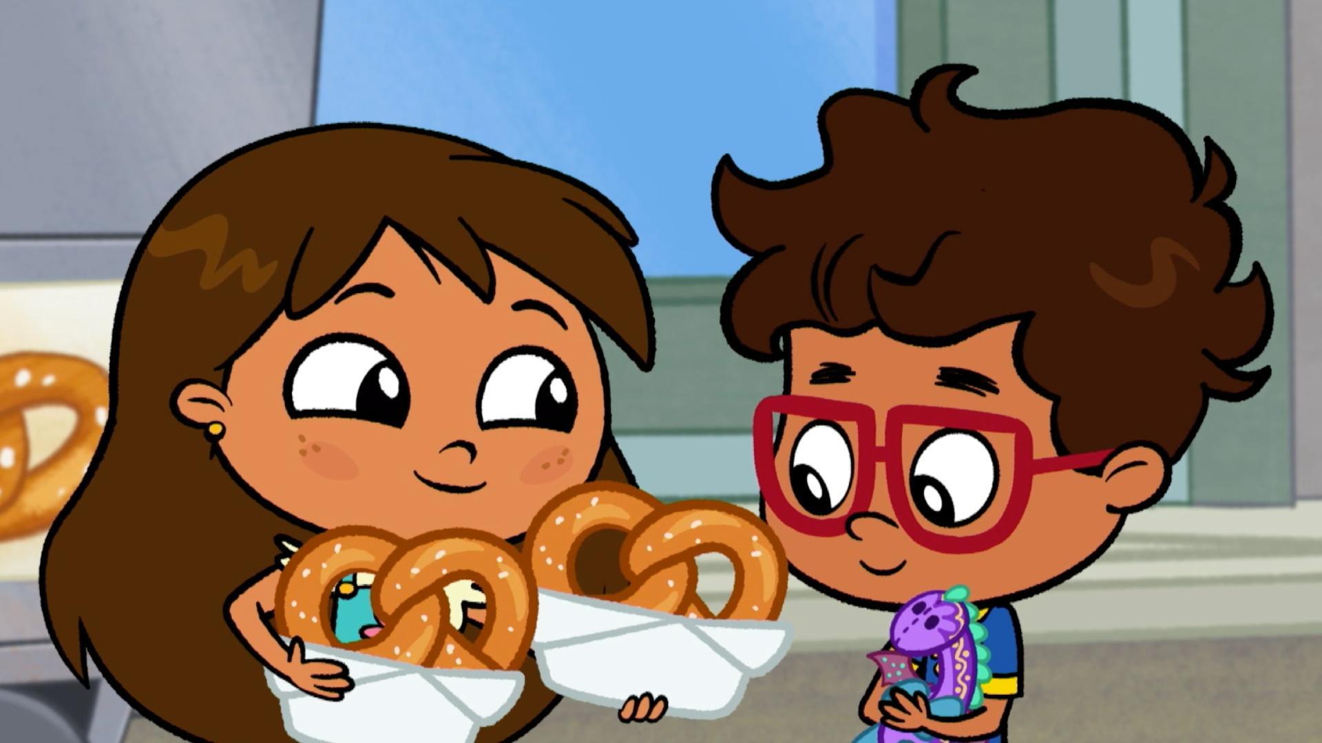 Rosie saves Javi’s dragon toy in the city. / Rosie looks for blue bonnets in the country.