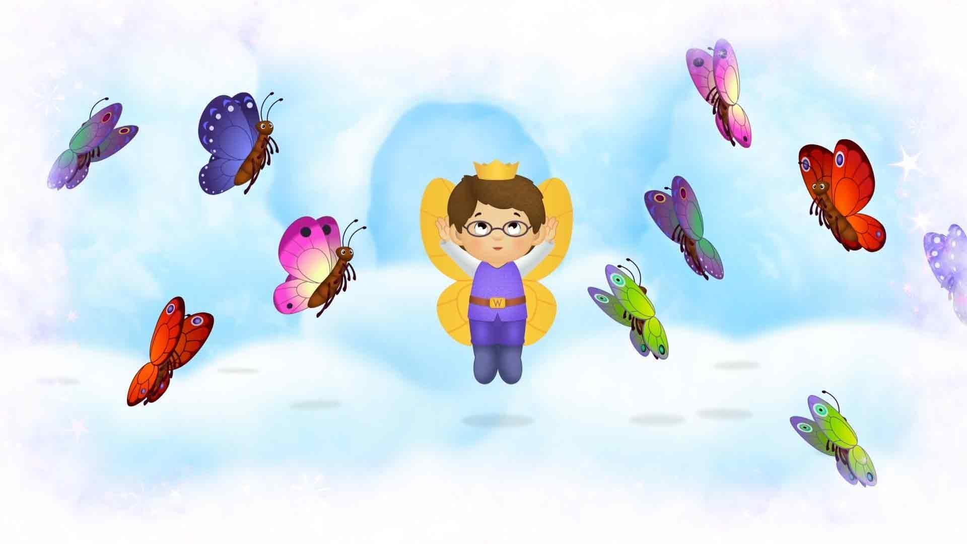 Prince Wednesday imagines he's flying with butterfly wings!