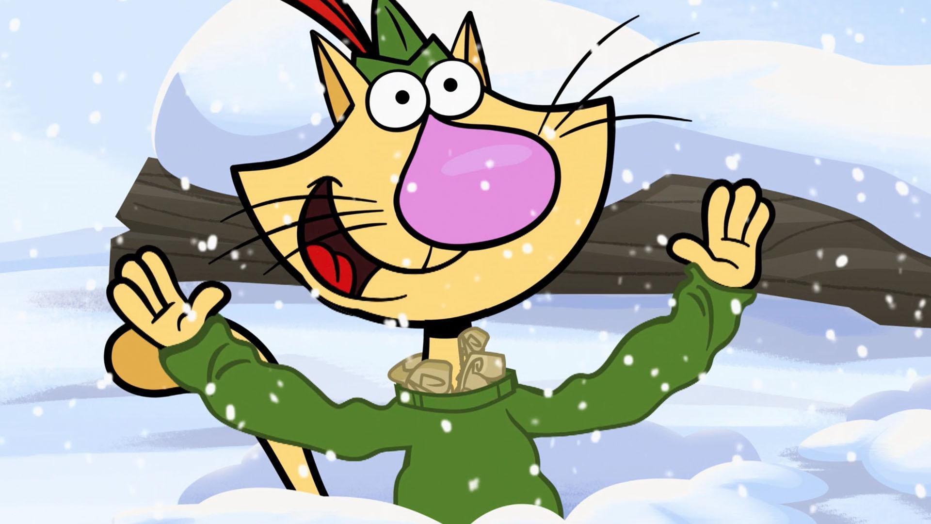Nature Cat and his pals have trouble walking in the snow.