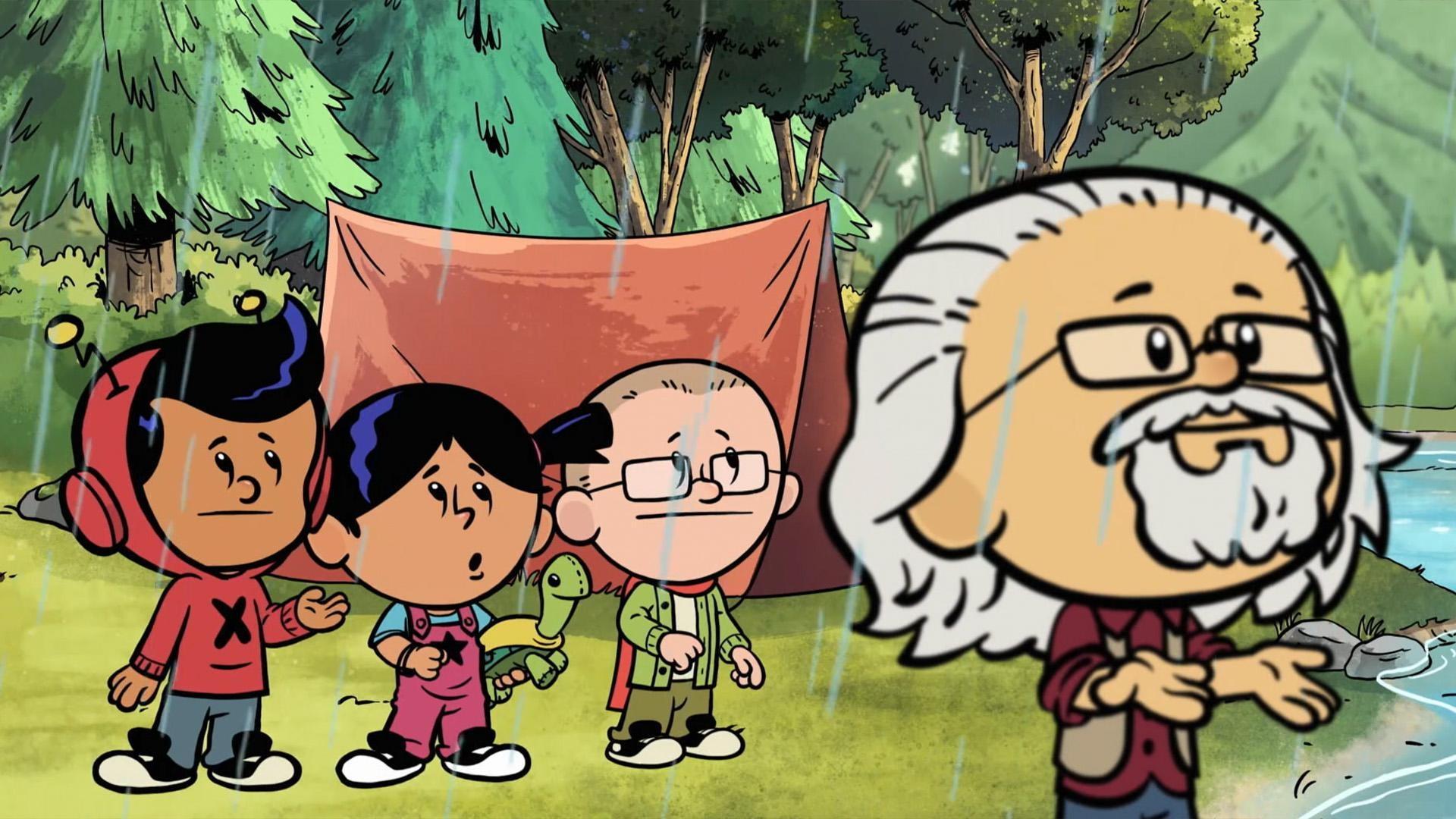 David Suzuki explains to the trio how important it is to take care of our Earth!