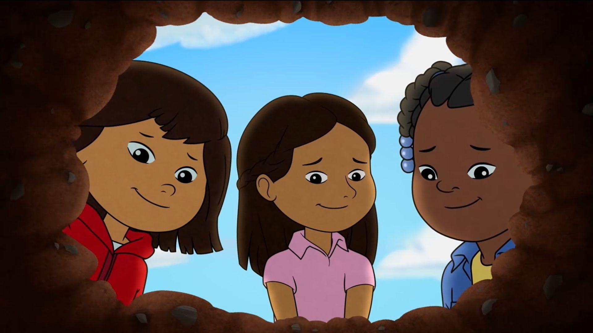 Molly, Vera, and Trini finally work together to plant their community garden!