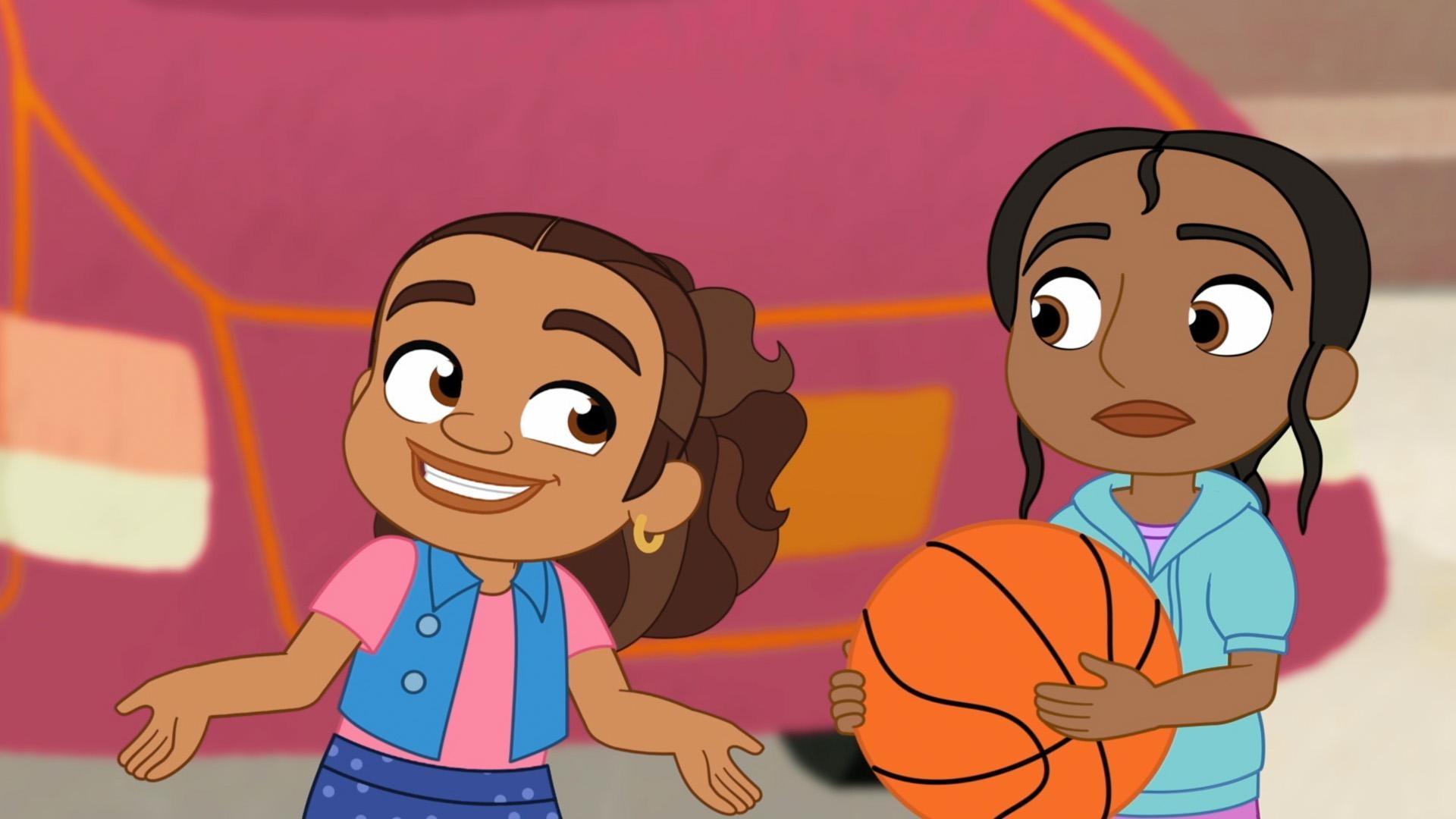 Alma practices her greeting for the neighborhood dinner with Lucas, Rafia, and Howard.