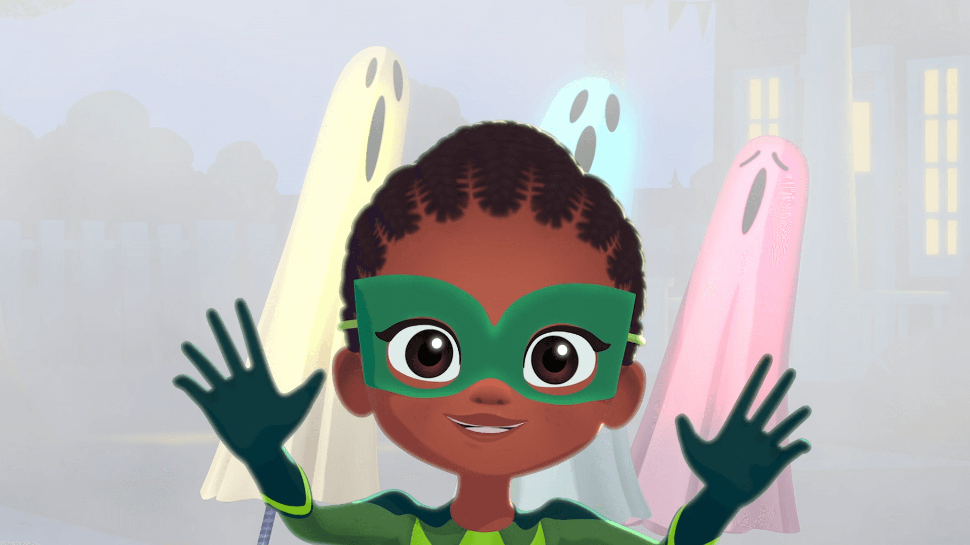 The Hunters explain what fog is for their neighbors on their Halloween weathercast.