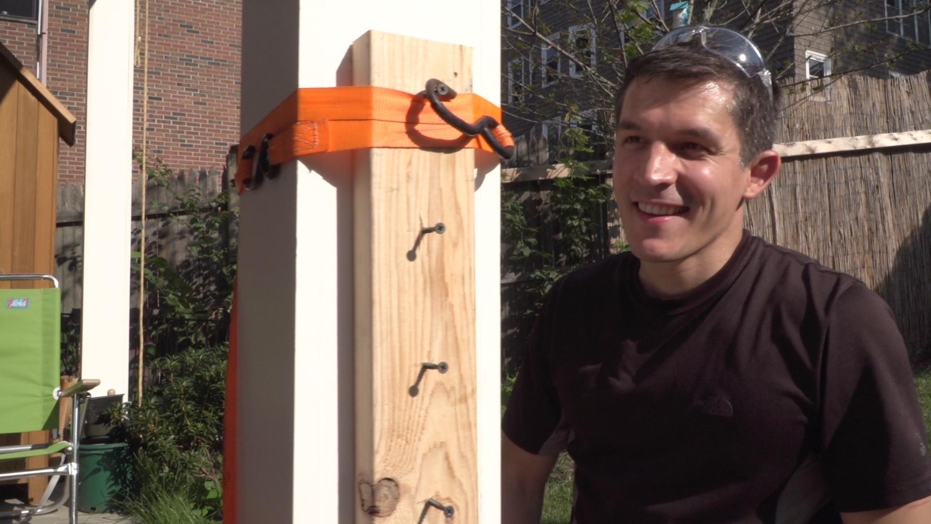 Nate builds an obstacle course and uses many different fasteners to hold things together.