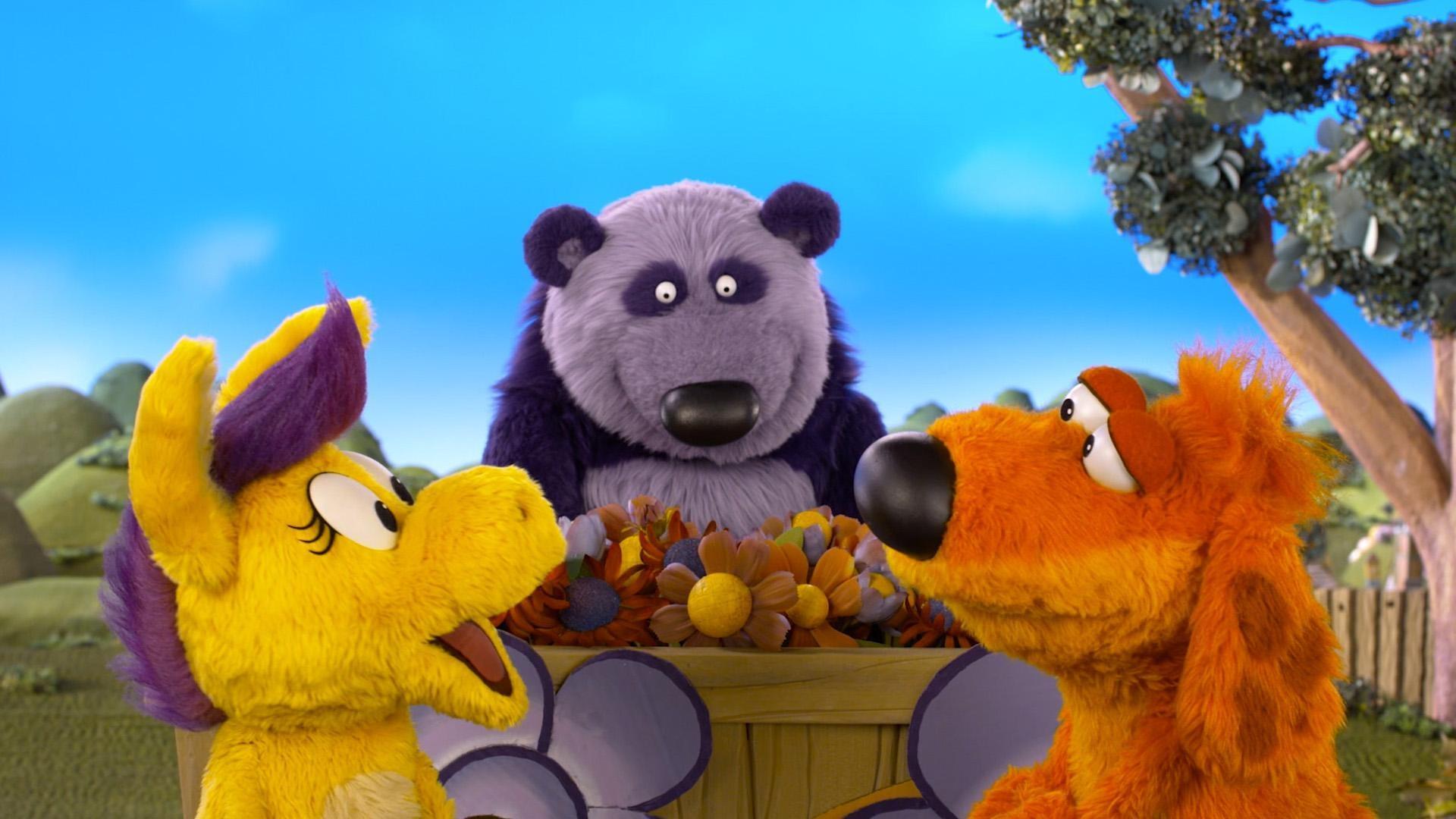 Bob Dog wants to play fetch, but Donkey and Panda want to play different games.