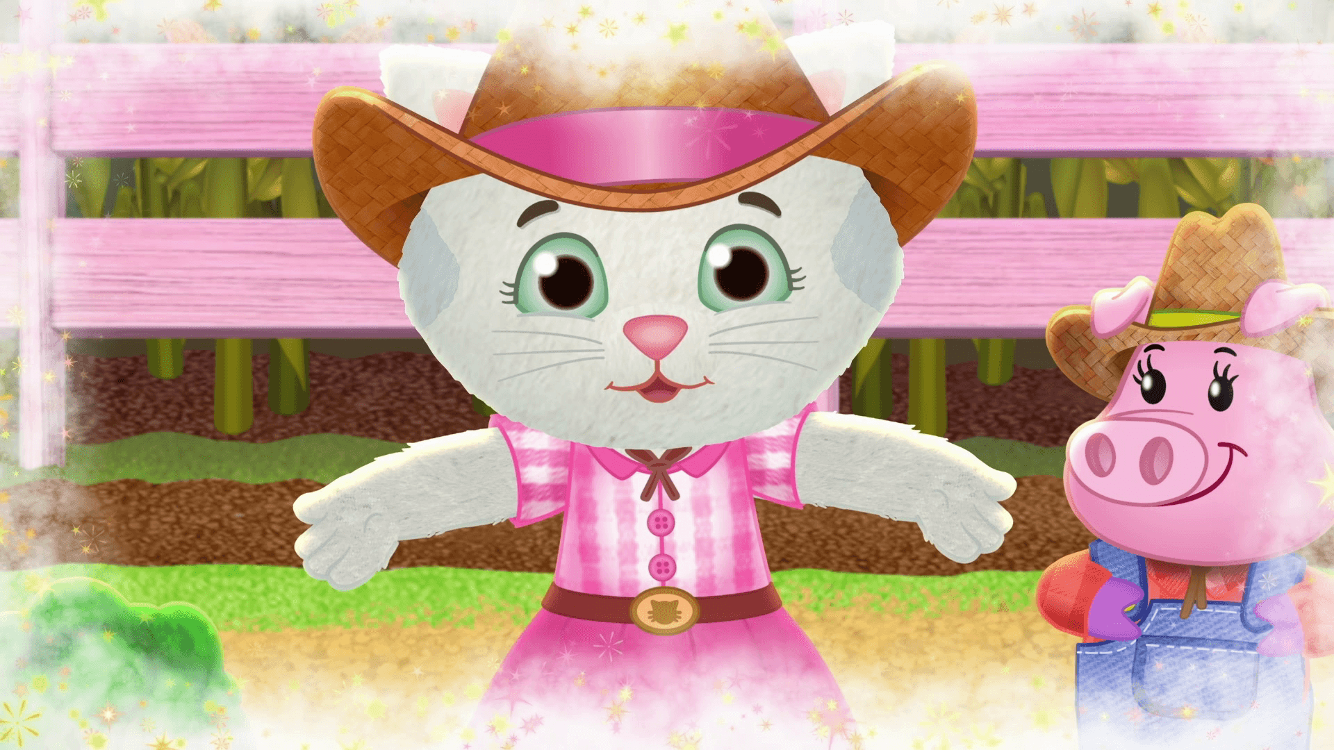 Katerina imagines she is singing and dancing with broccoli on a farm!