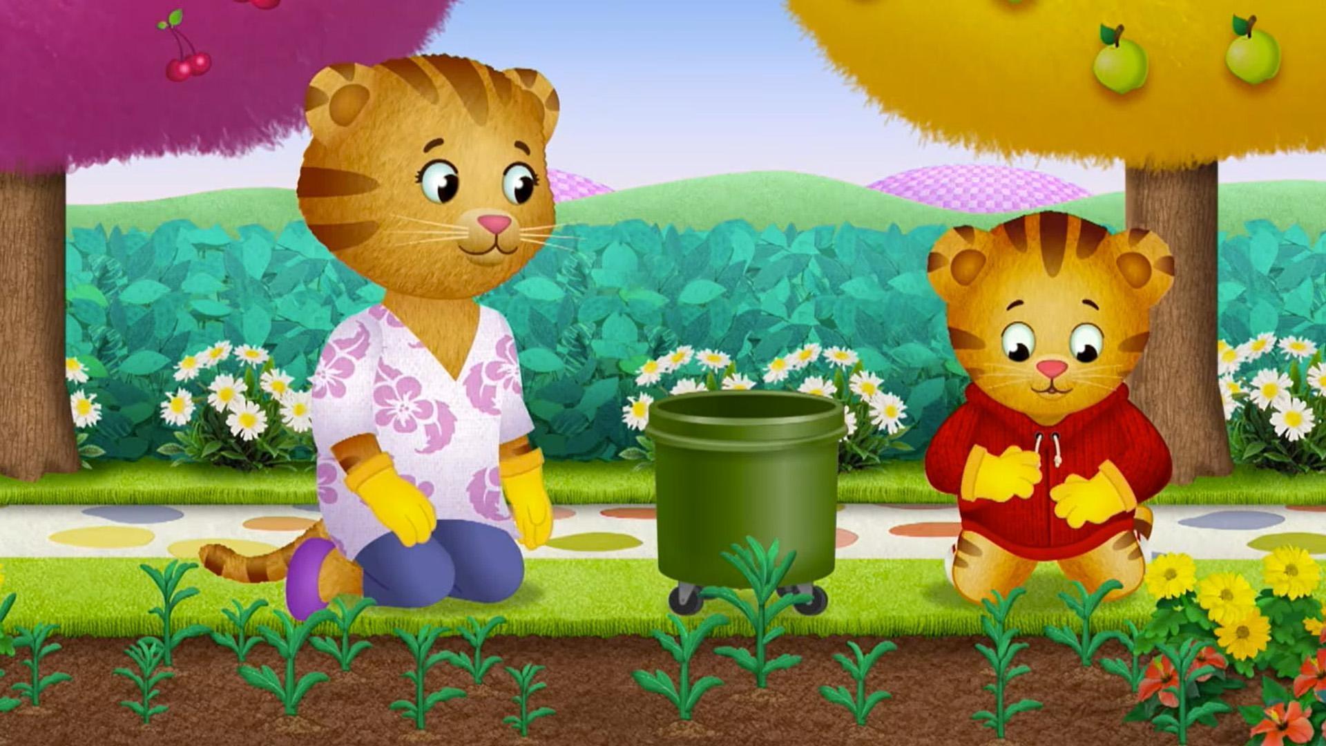 Daniel and Dad help Prince Tuesday at the market./Daniel is excited to plant flowers.