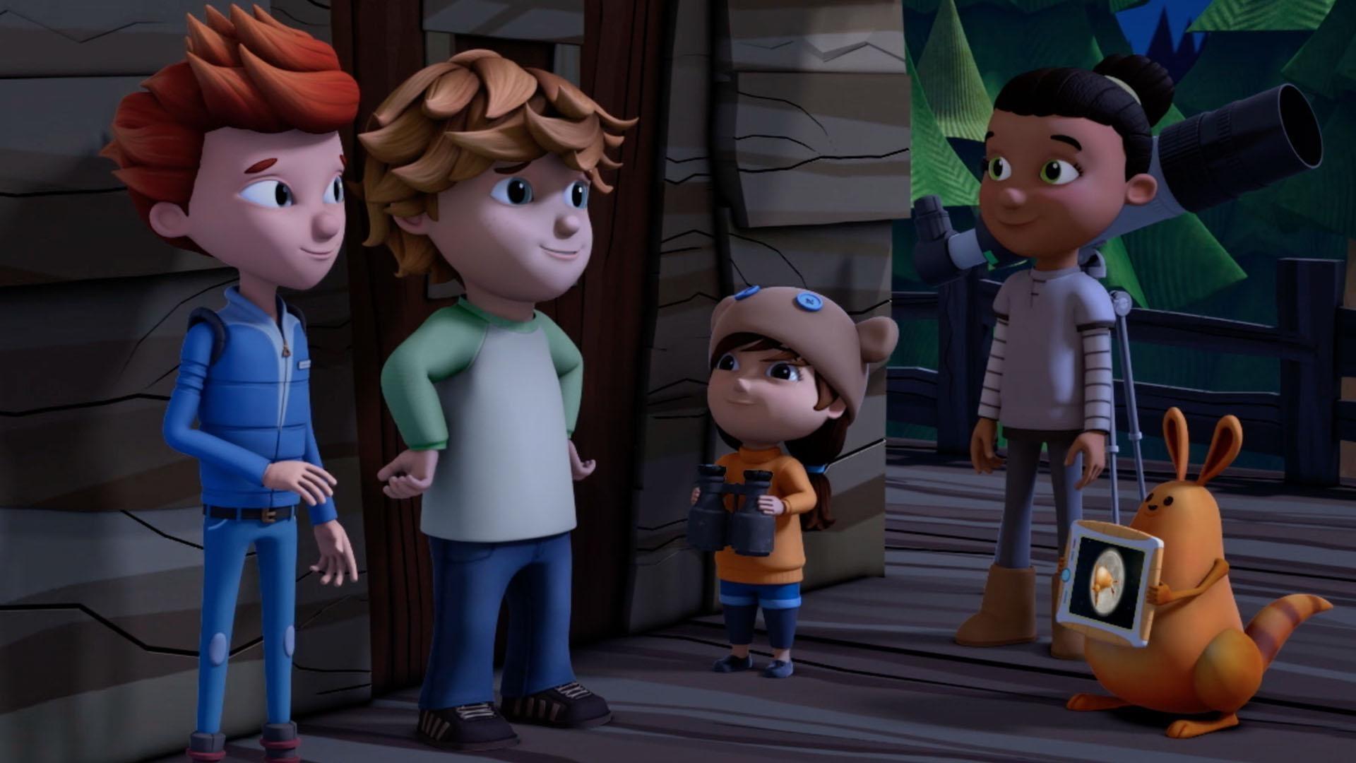 The kids wonder why it looks like there's a face on the Moon.