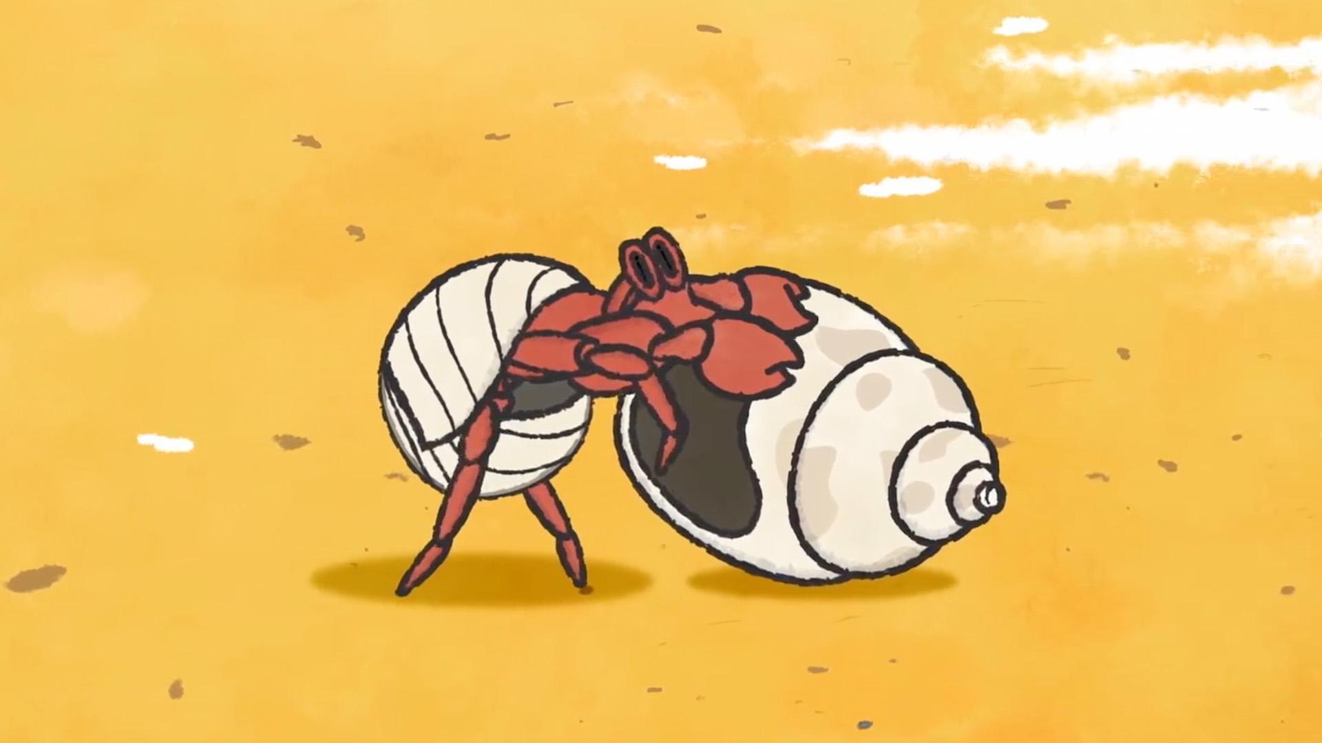 When Elinor's shell walks away, the kids observe that the shell is actually a hermit crab.