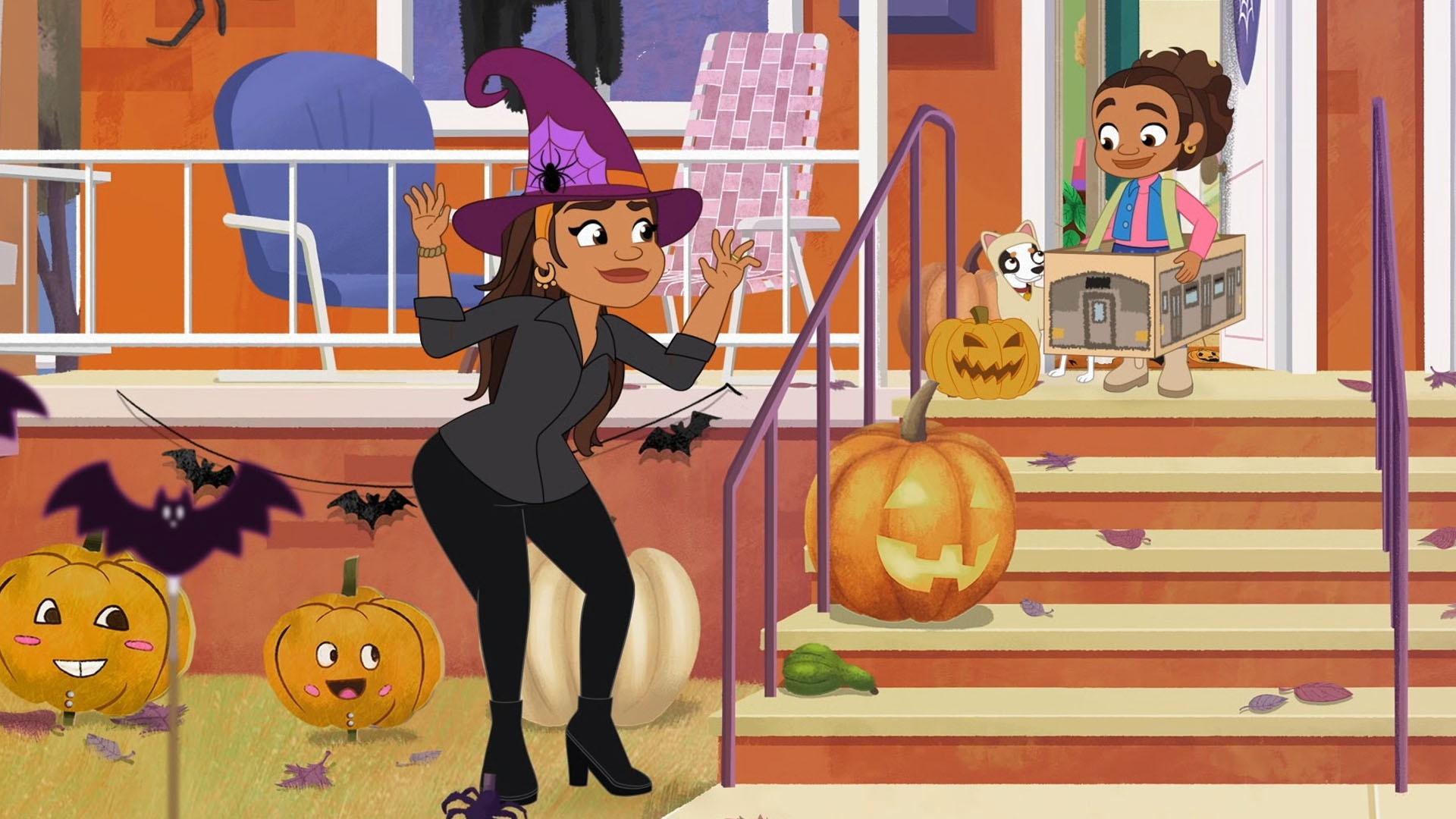 As Mami puts up Halloween decorations, Alma, Junior and Chacho show off their costumes.