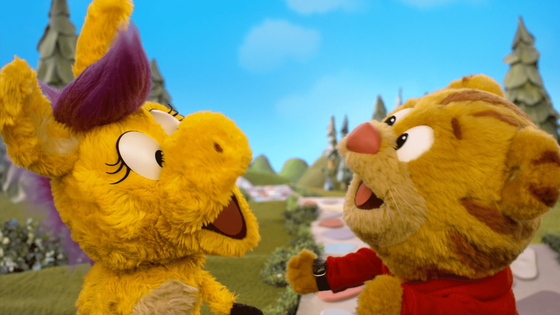 Donkey Hodie and Daniel Tiger don't want to say goodbye. What can they say instead?