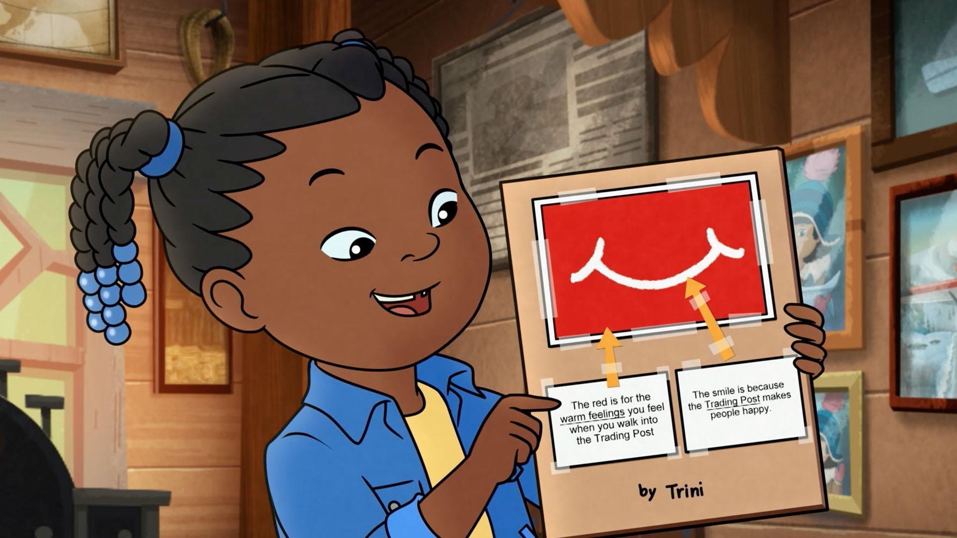 Molly has a hard time picking a flag design for the Trading Post. Can Auntie Midge help?