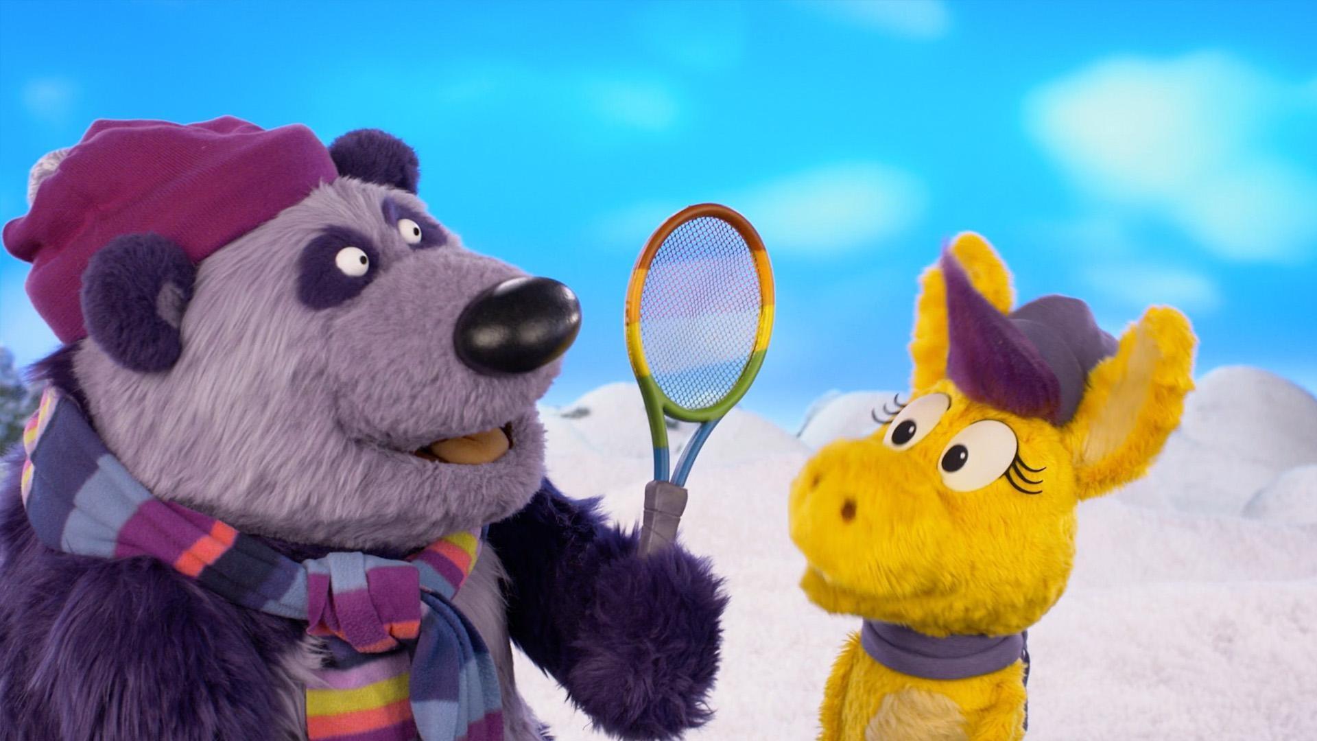 Someplace Else is covered in snow and the pals are excited to criss-cross ski.