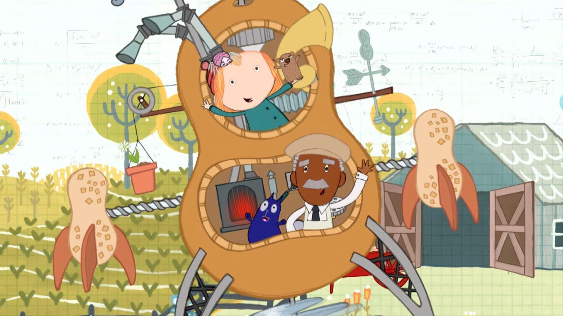 The team works together to build a new peanut invention!