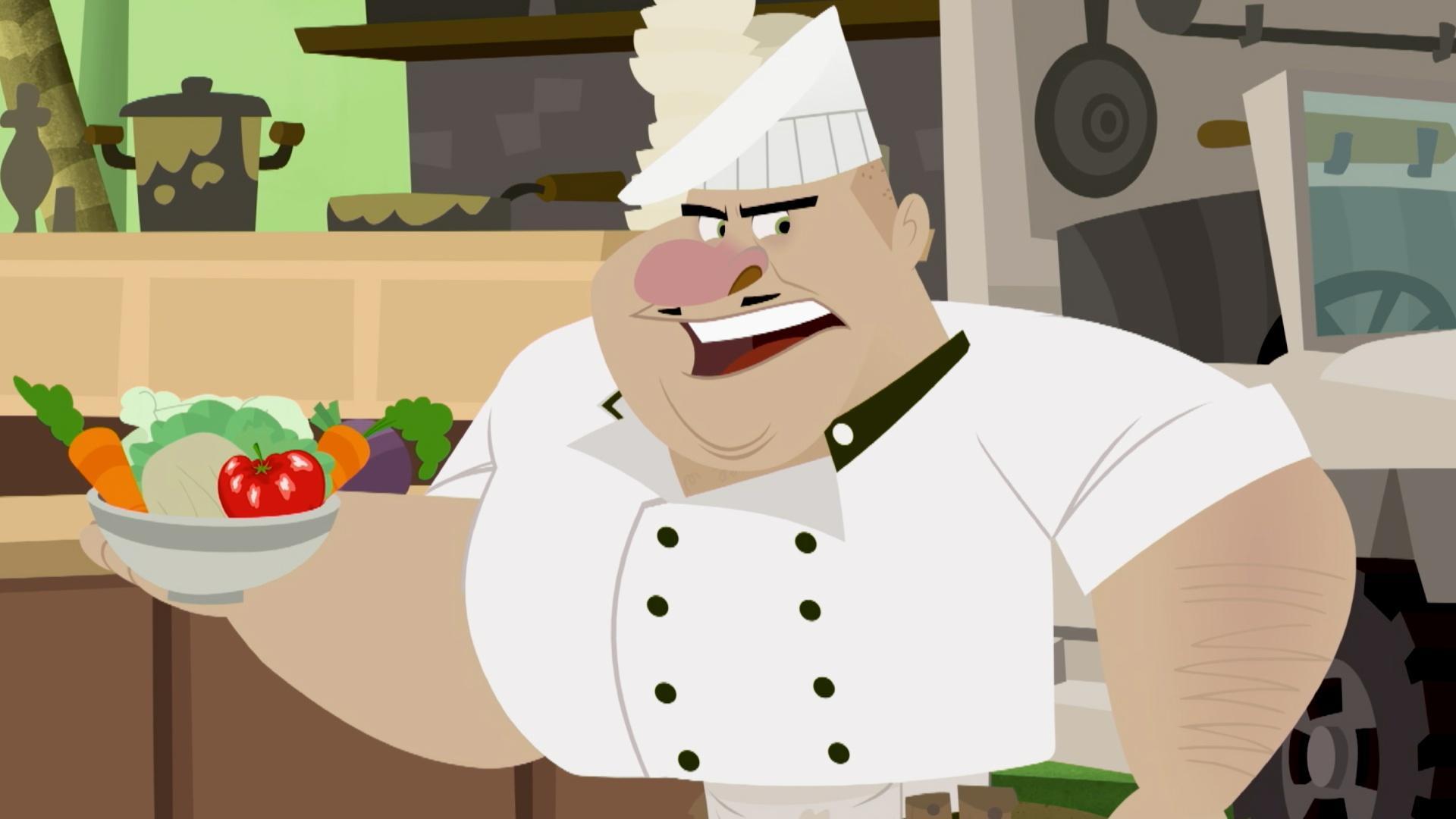 Gourmand is in the forest getting ready to cook a meal.