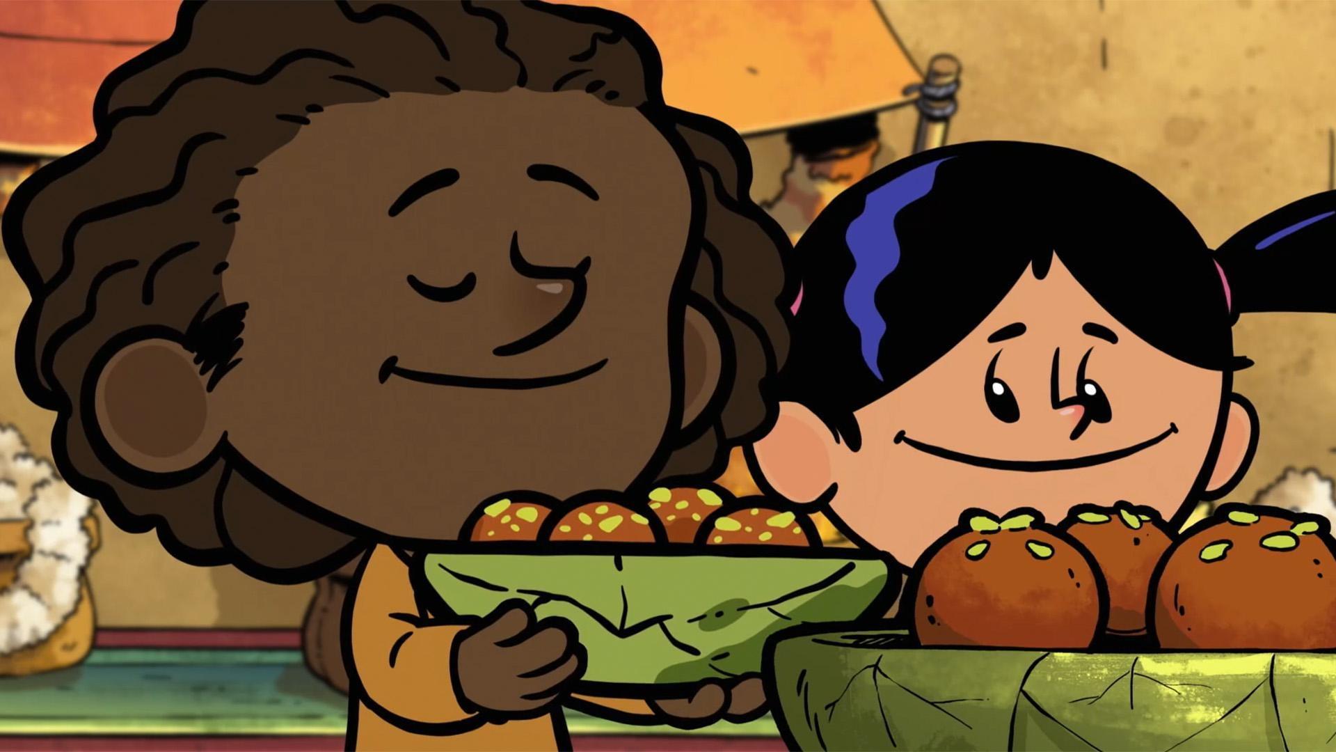 Ravi Shankar shows Yadina that it can feel good to share her culture.