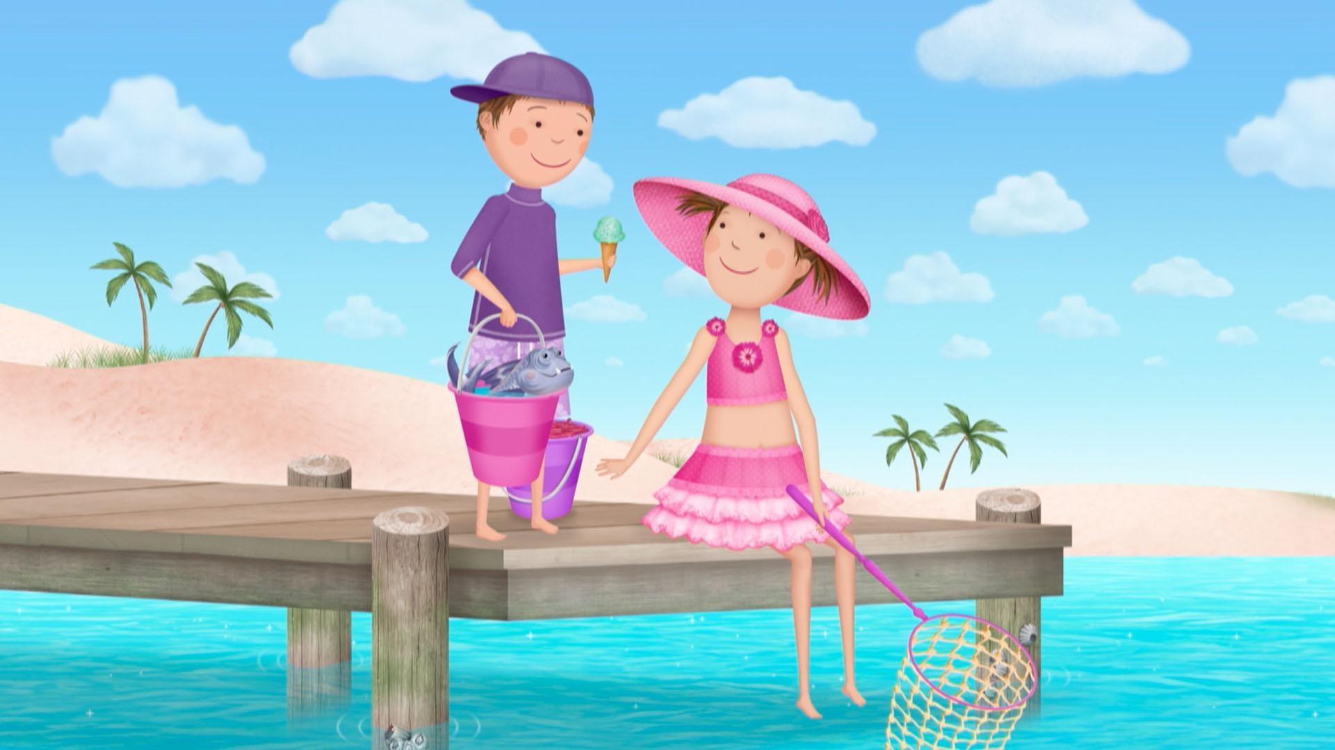 Pinkalicious and Peter catch a fish. / Frida wants to see the Pink Ness Monster.