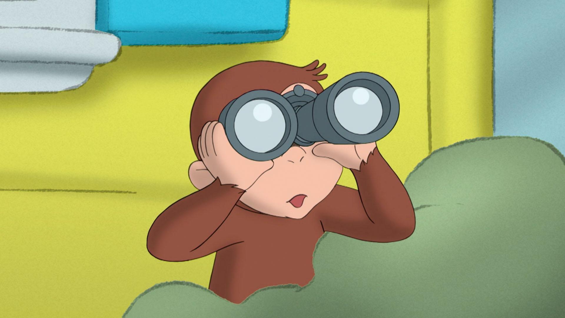 George and Jumpy team to find an acorn thief. / George tries to see the Loch Ness Monster.