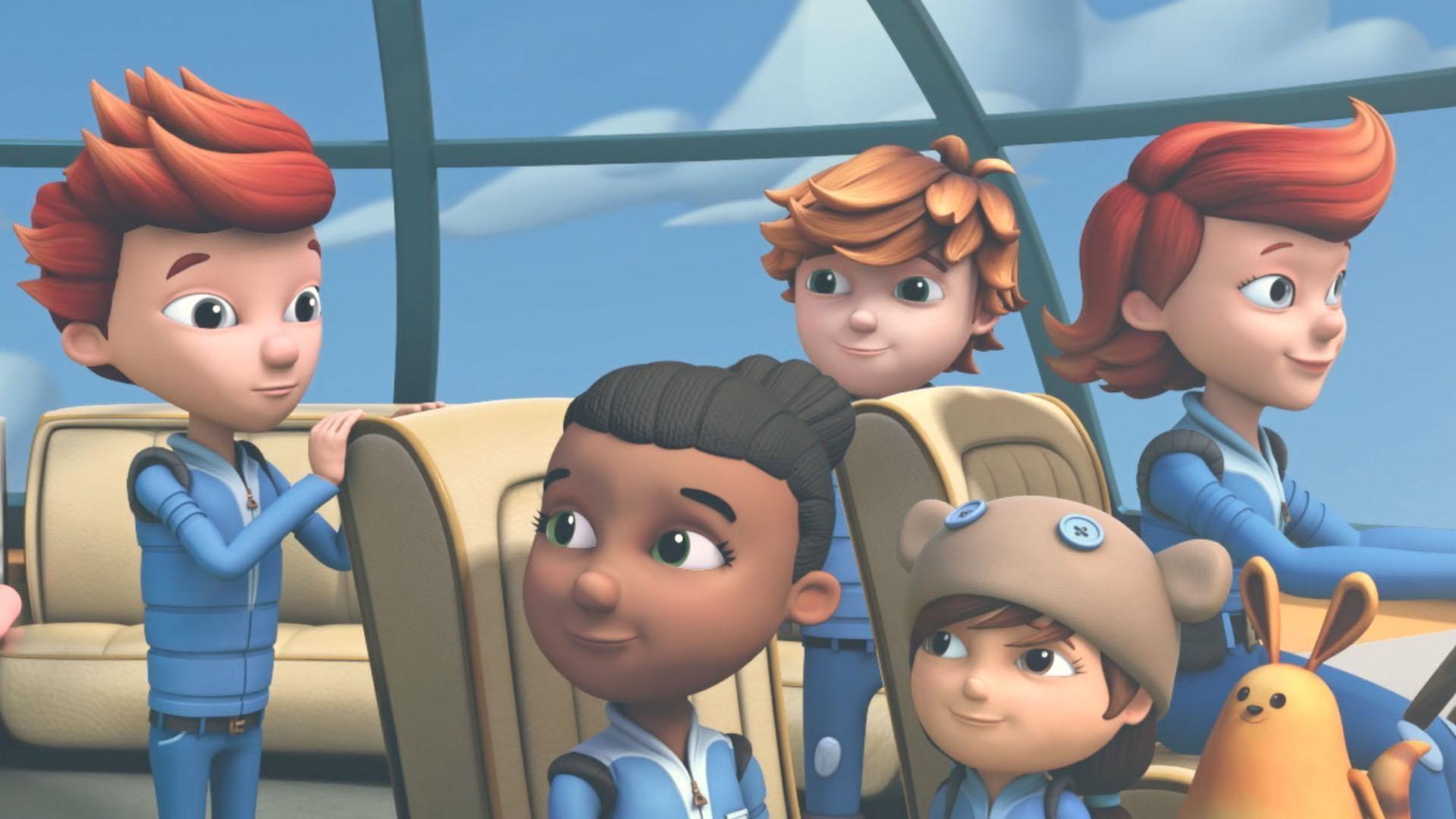 The kids fly around looking at different climates.