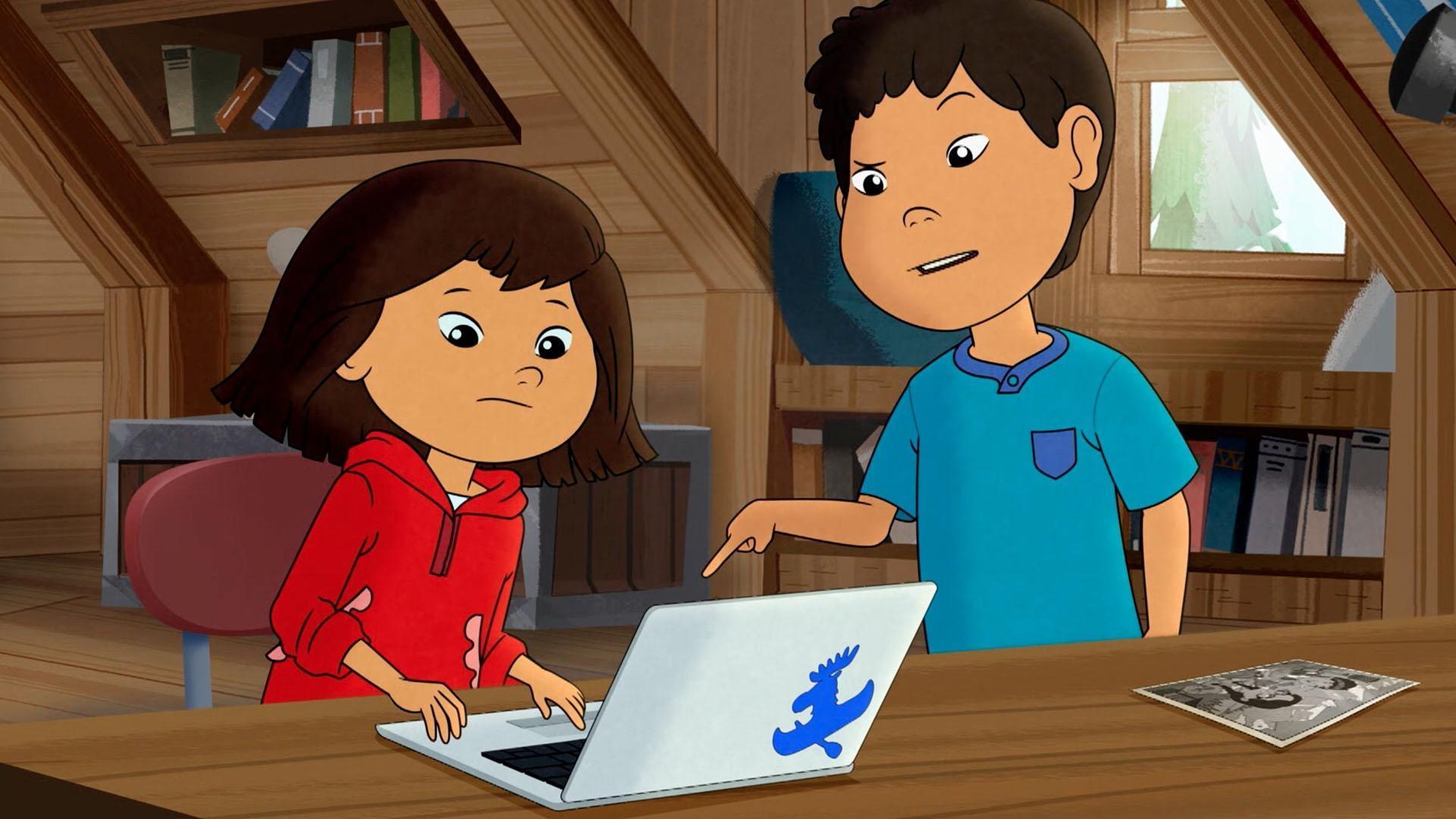 Molly and Tooey search for clues in a photograph to find out where it was taken.