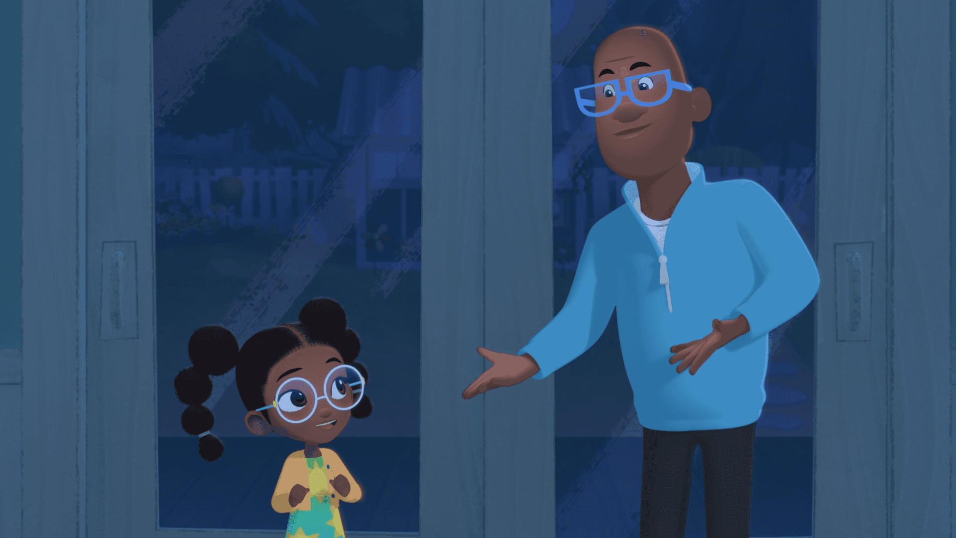 The Hunters inform their neighbors that the thunderstorm has arrived in their area.