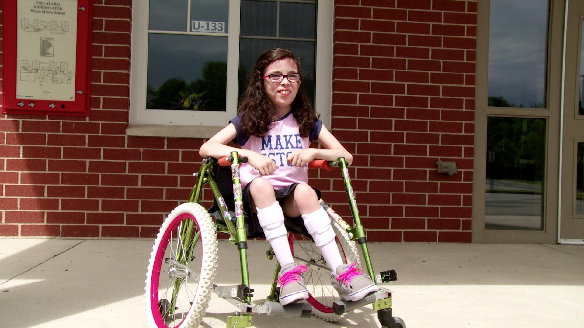 Kid Engineer Sadie explains how she designed and built a wheelchair that becomes a walker.