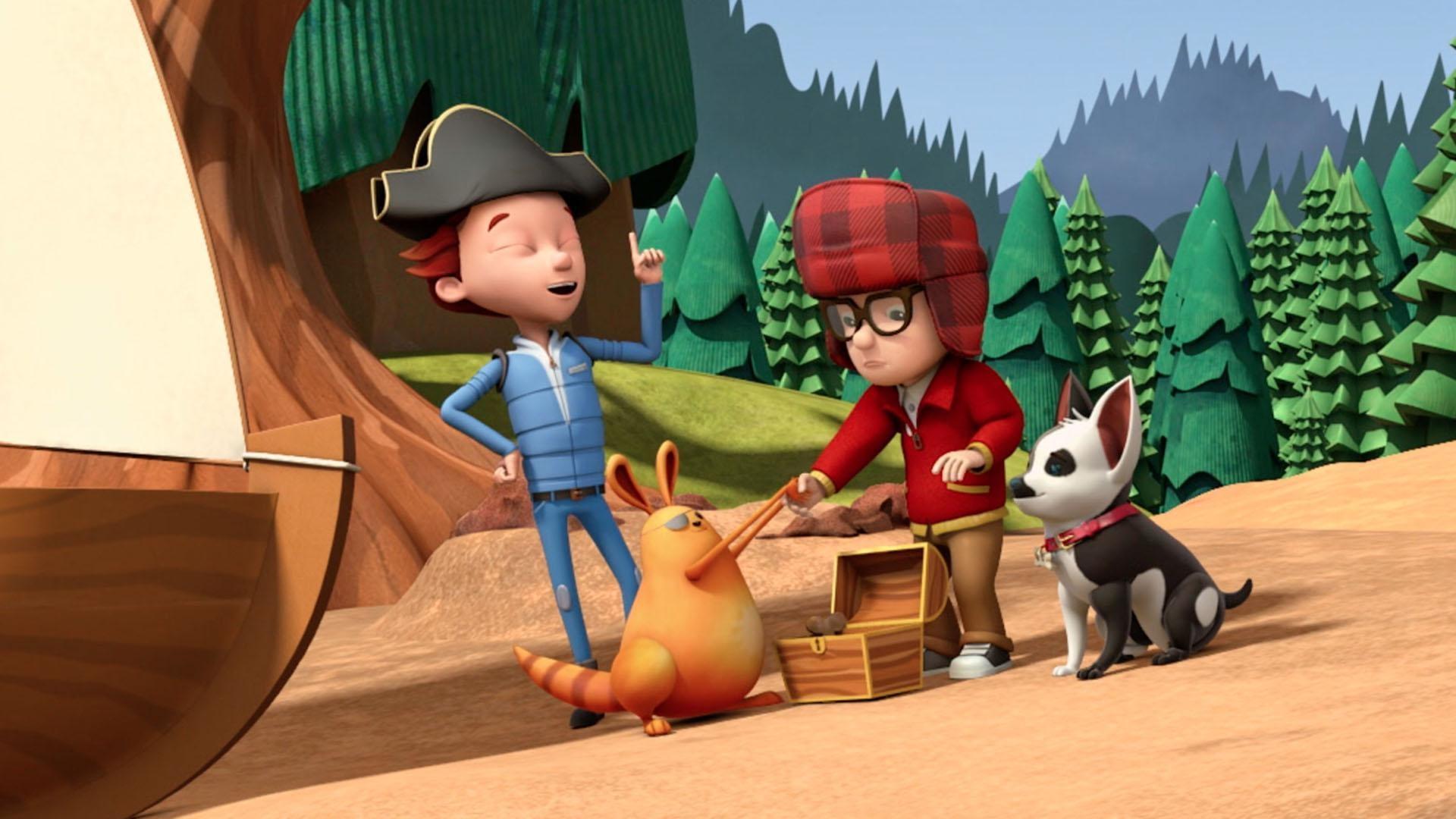 Mitchell and Cody find the treasure chest Jet buried.