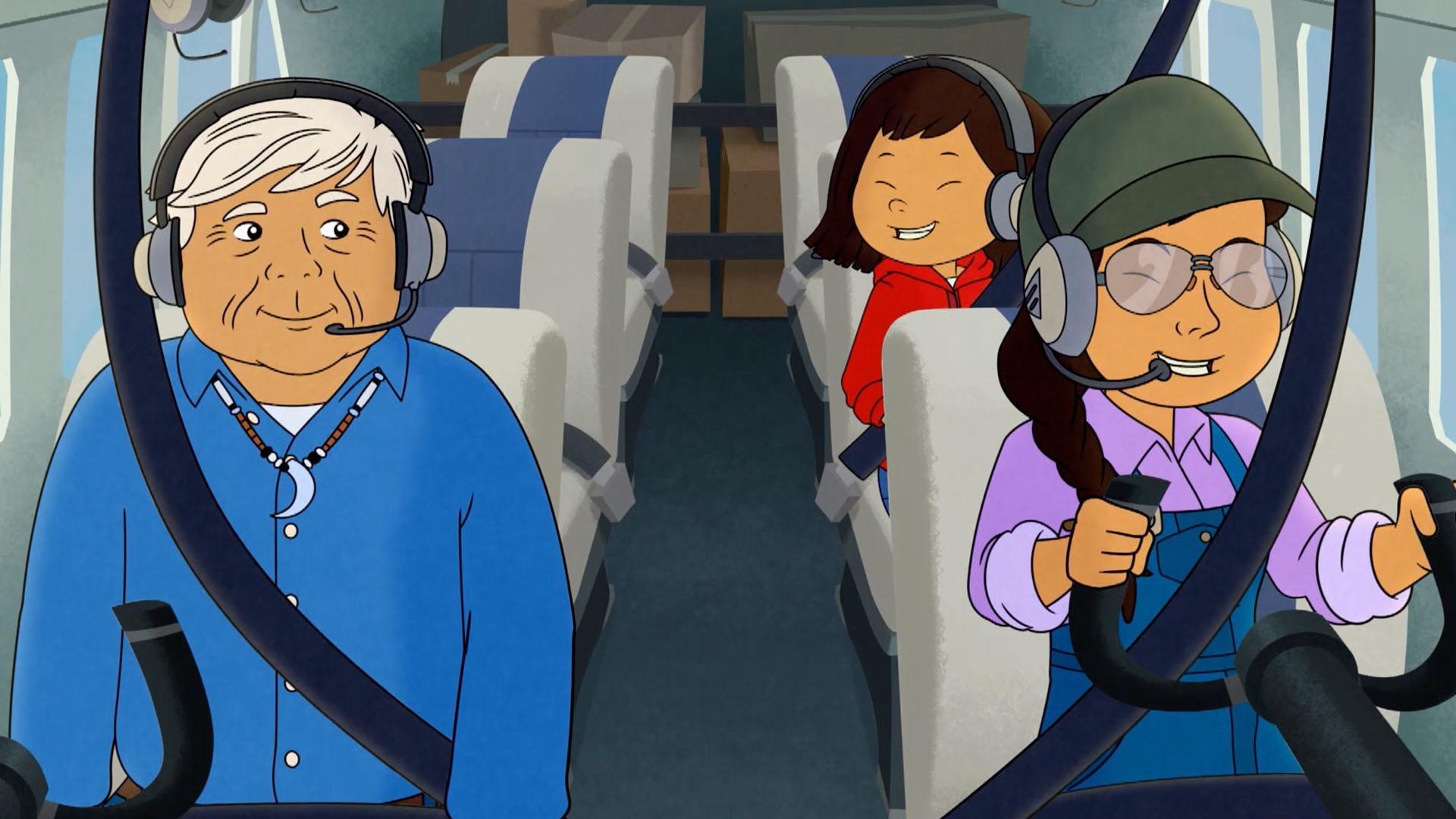 Molly makes a new friend. / Molly shows off “Qyah Style” snowboarding.