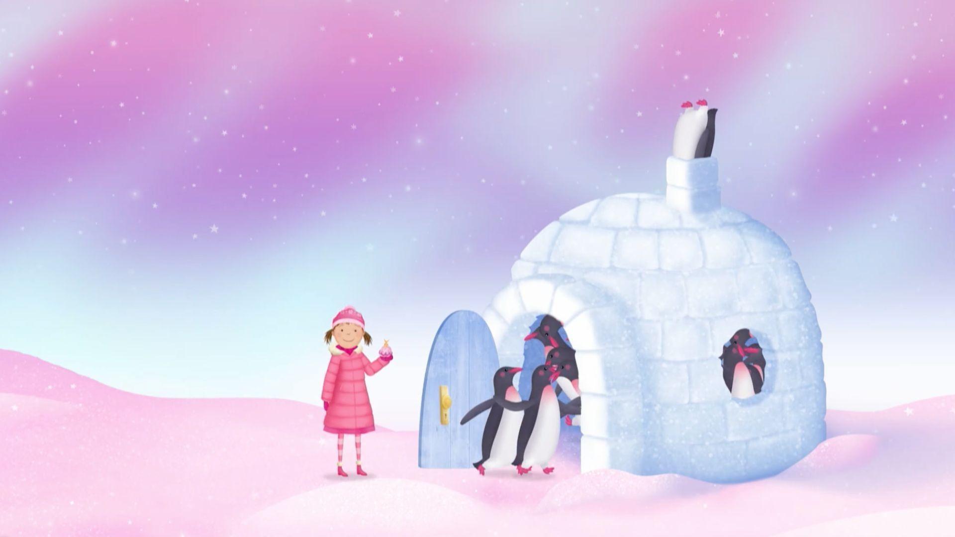 Using various shapes, Pinkalicious and Peter build an igloo in their backyard.