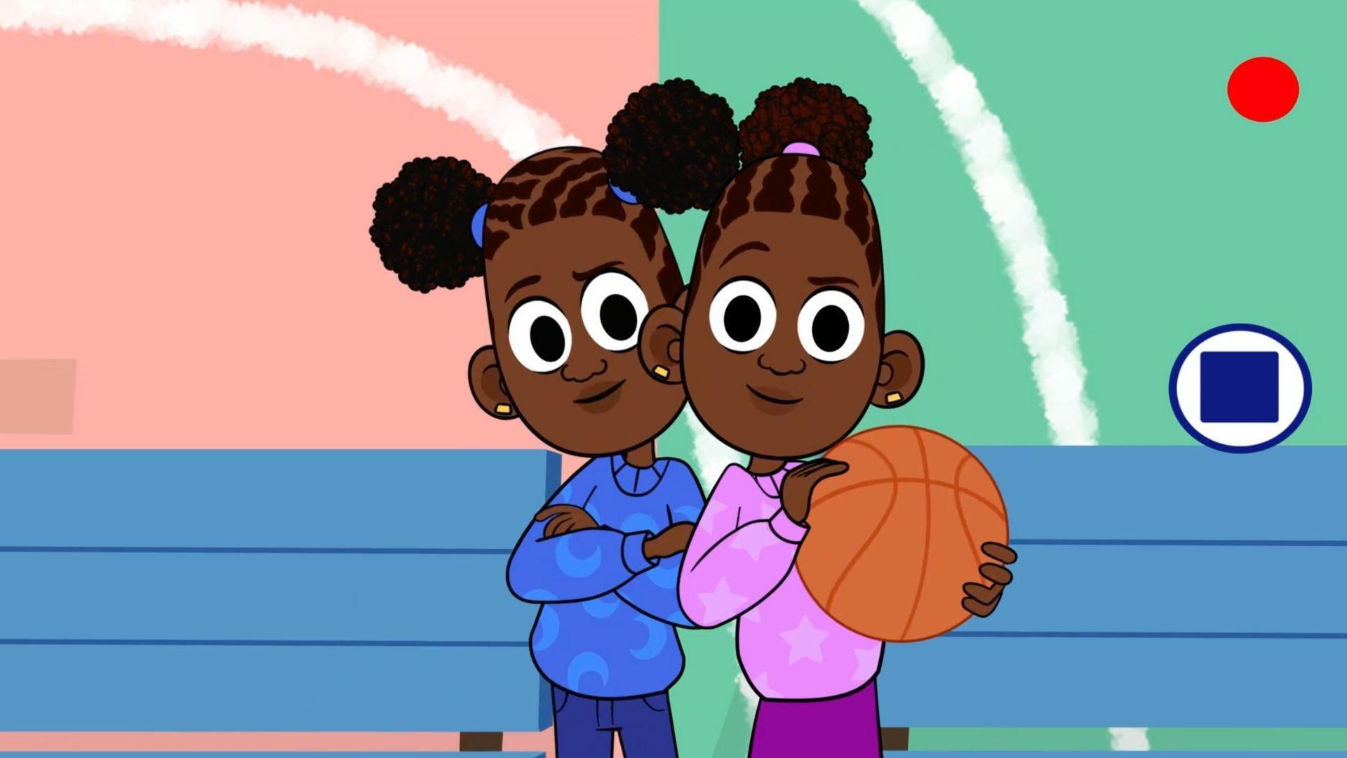Liana and Louisa teach viewers how to play their sports mashup game, "Basketball-let".
