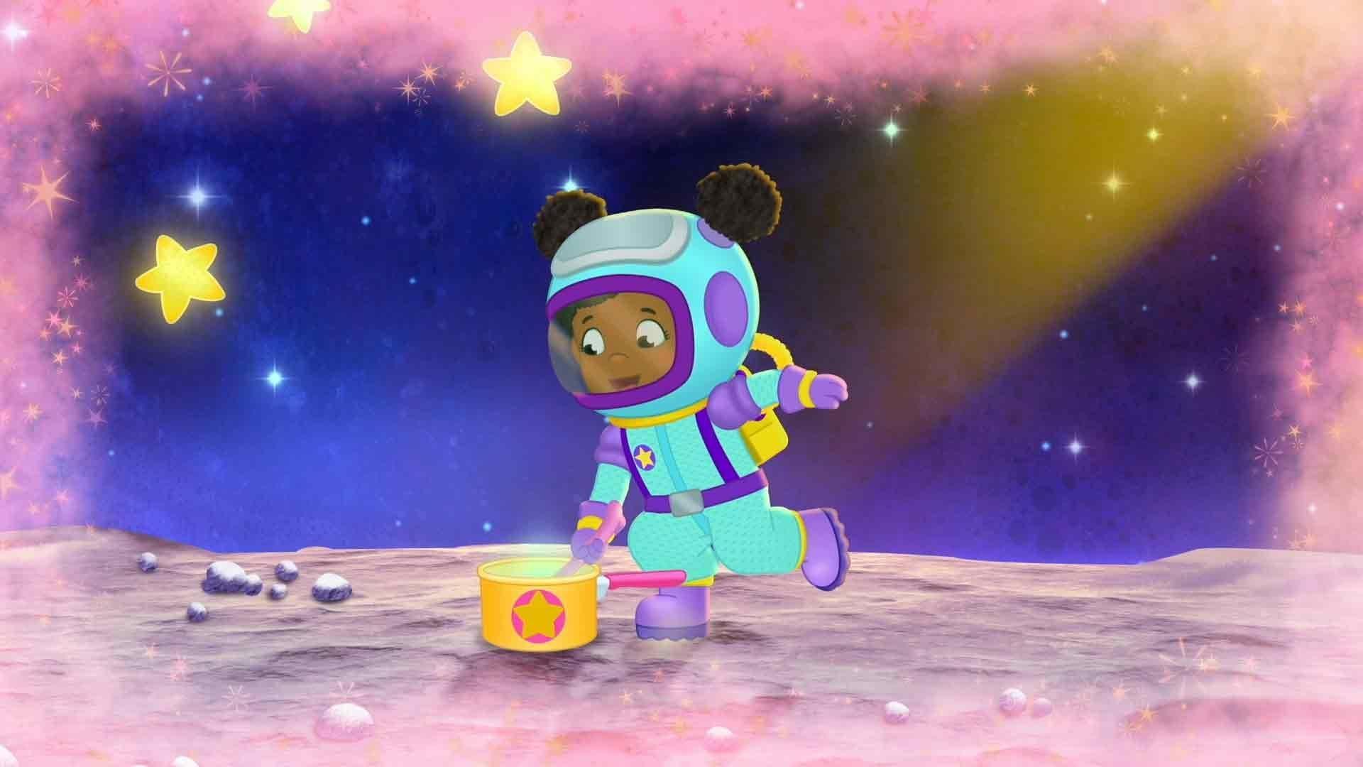 Miss Elaina imagines she's an astronaut making food in space!