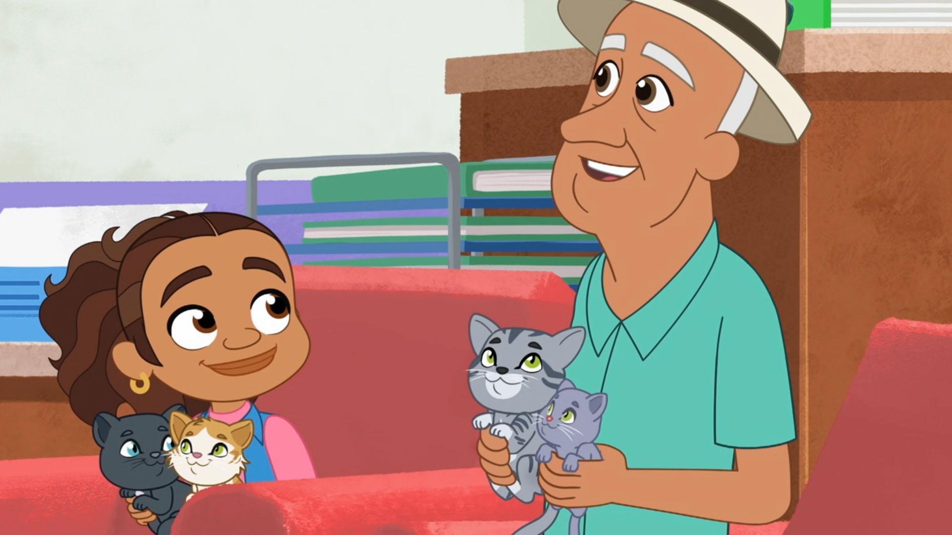 To find homes for stray kittens, Alma does a special episode on Papi's animal show.