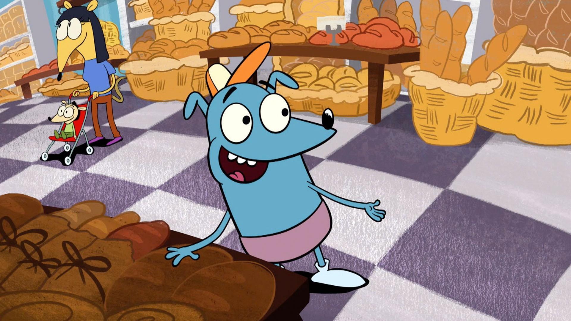Luna takes Leo, Carmen, and Andy to various shops in Paris to get sandwich ingredients.