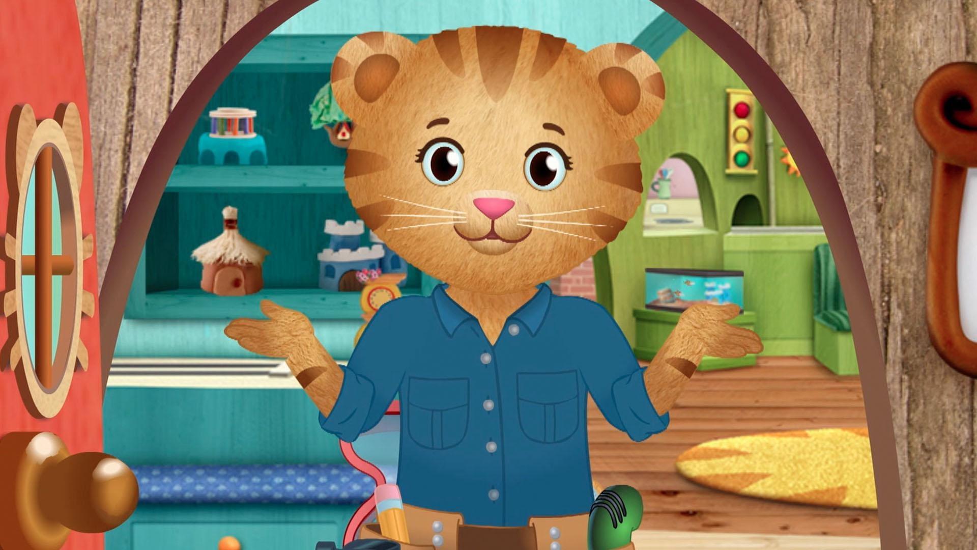 Mom Tiger fixes a swing at the playground with her carpenter tools.