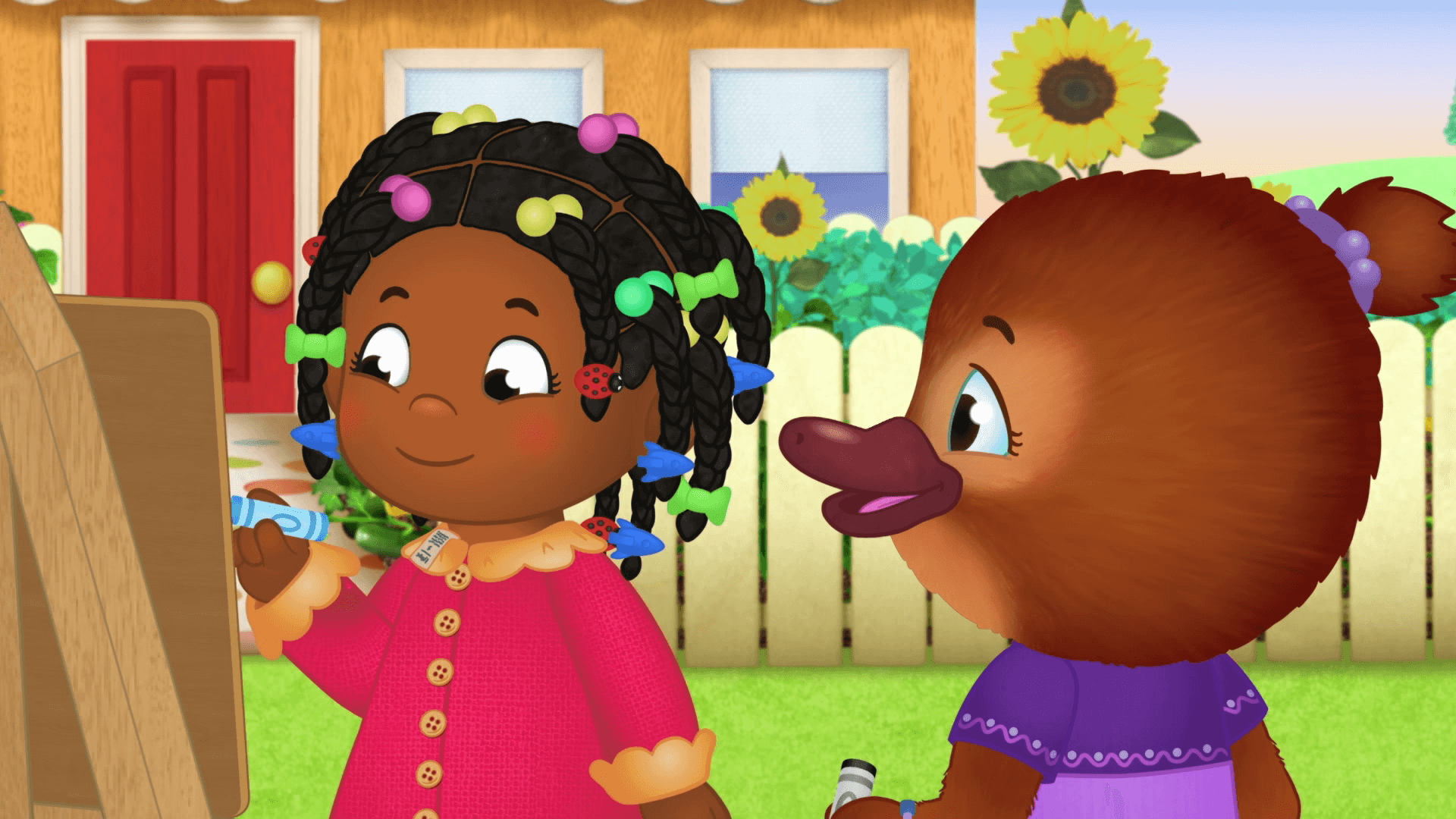 Jodi wants to touch Miss Elaina's hair but she learns that she has to ask first!