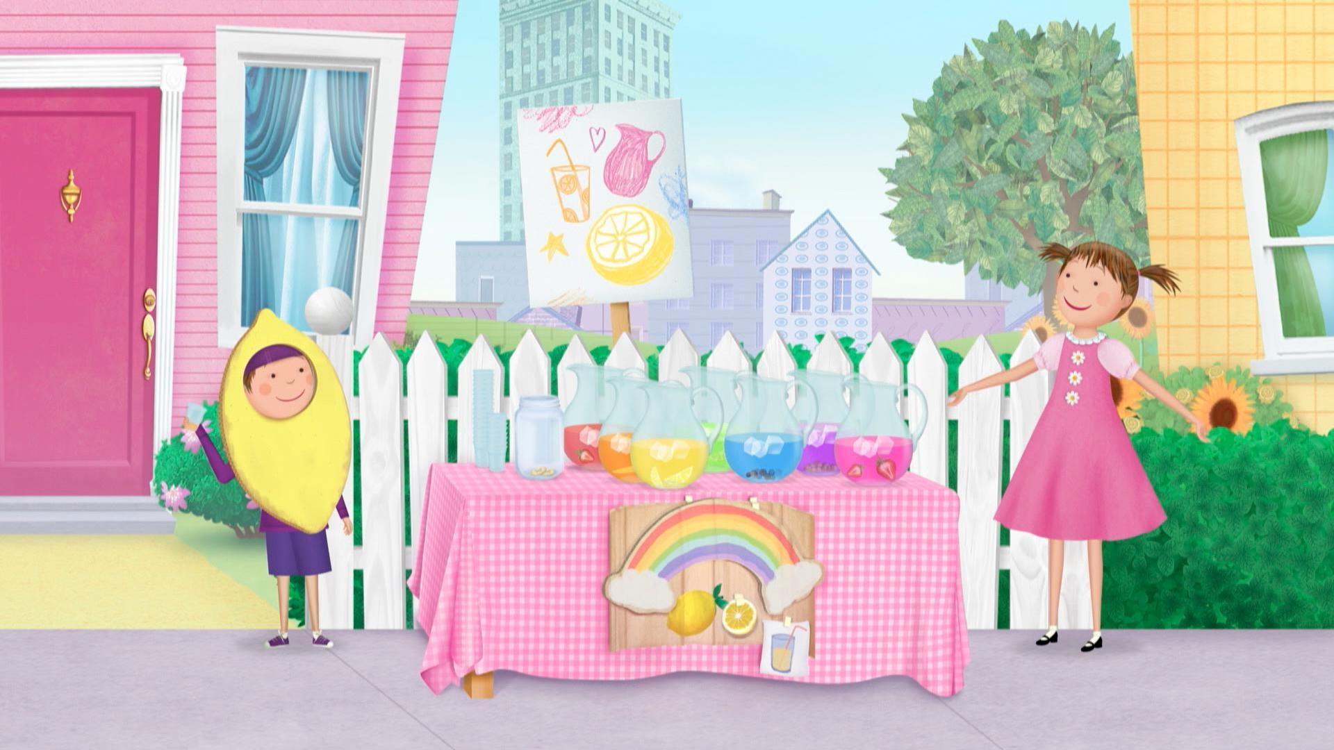 The kids start a lemonade stand. / Pinkalicious's favorite sneakers are too small!