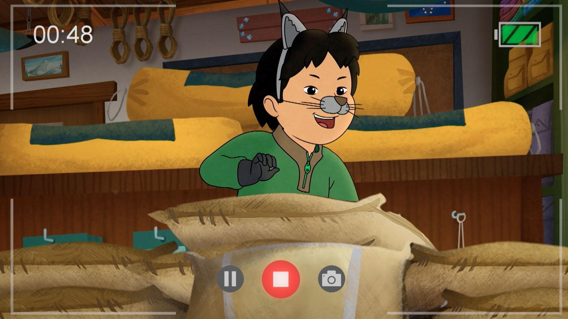 Molly, Oscar, and Grandpa Nat go mountain climbing. / Travis looks for the state bird.