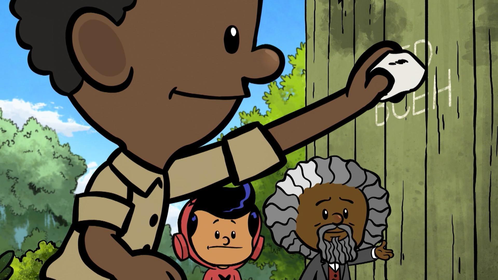 Fredrick Douglass shows Yadina and Xavier that asking questions can help us learn.