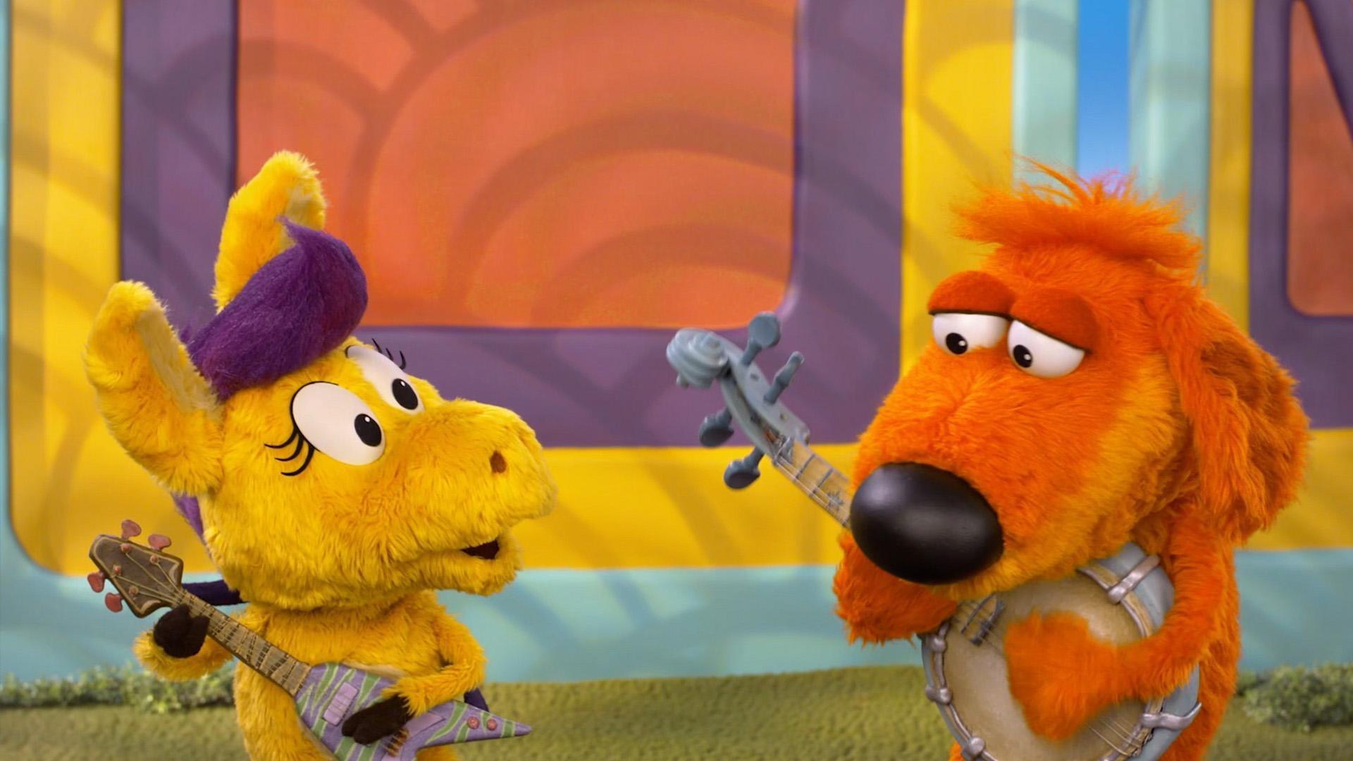Gameshow Gator finds a game that both Donkey and Bob Dog can enjoy with their guitars.
