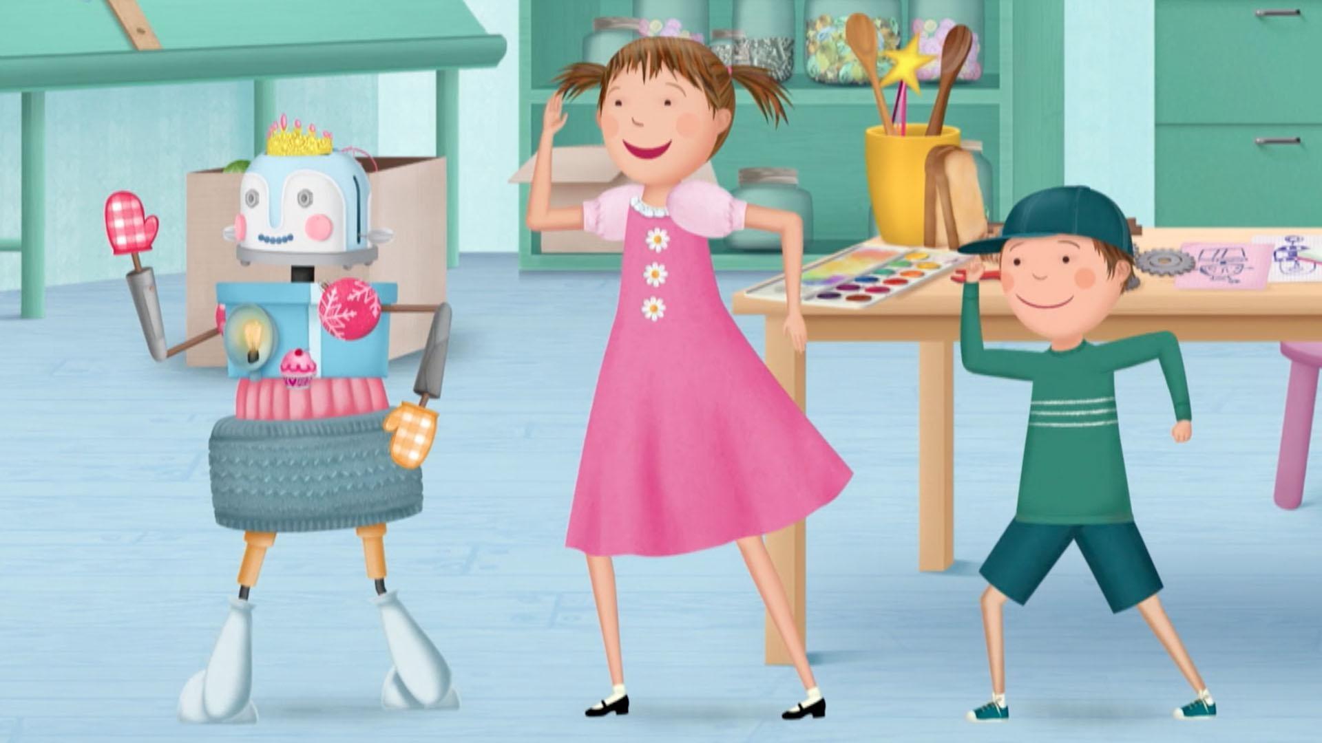 Robotta works! Now she wants to dance and sing with Pinkalicious and Peter.